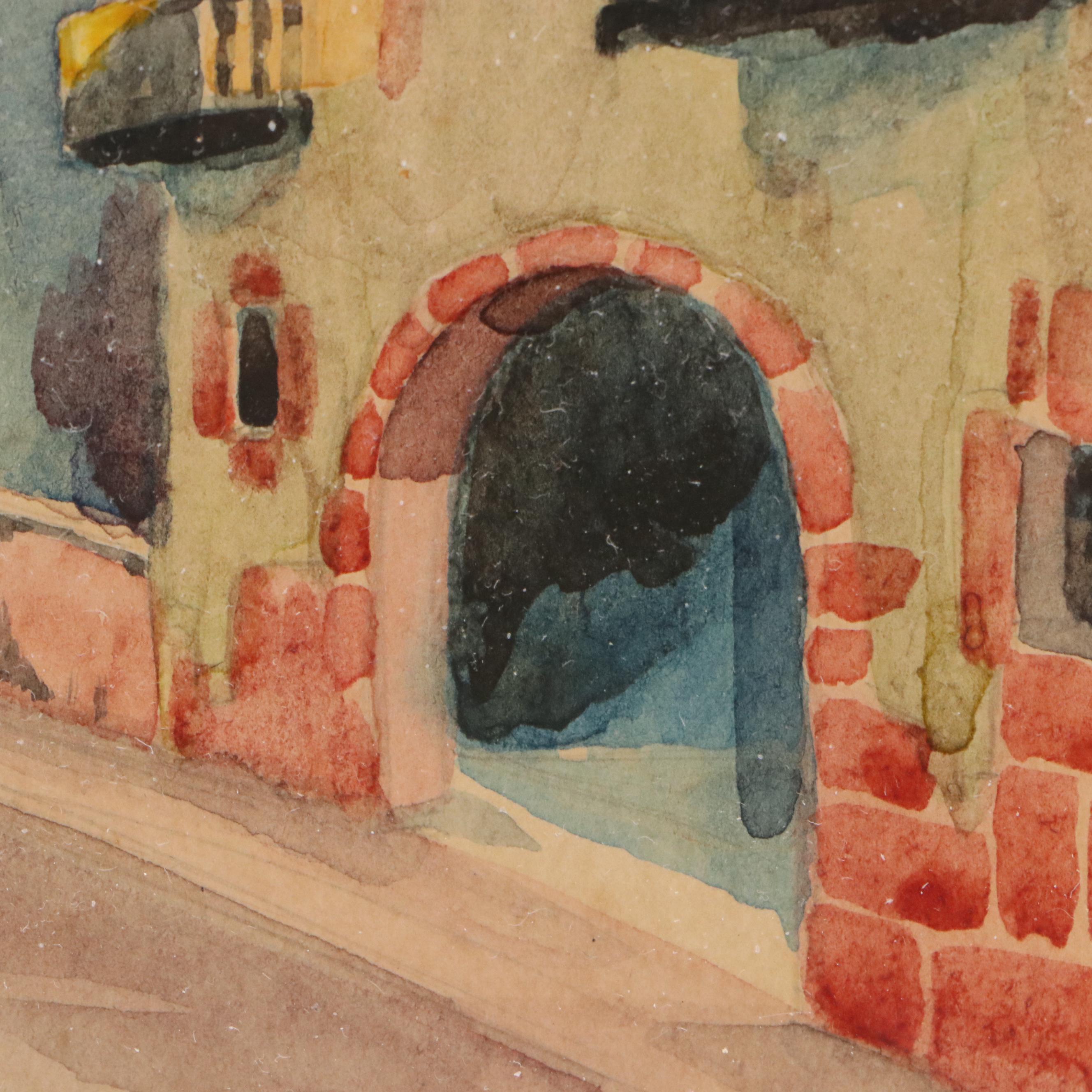 Emilio Garcia Cahero Watercolor Painting "El Paso," Early 20th Century