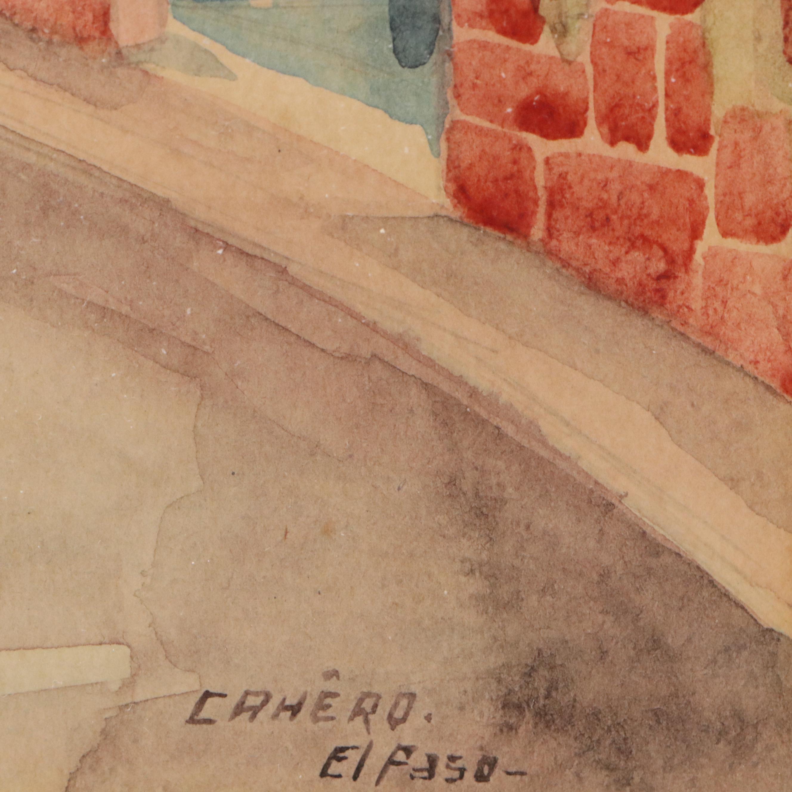 Emilio Garcia Cahero Watercolor Painting "El Paso," Early 20th Century