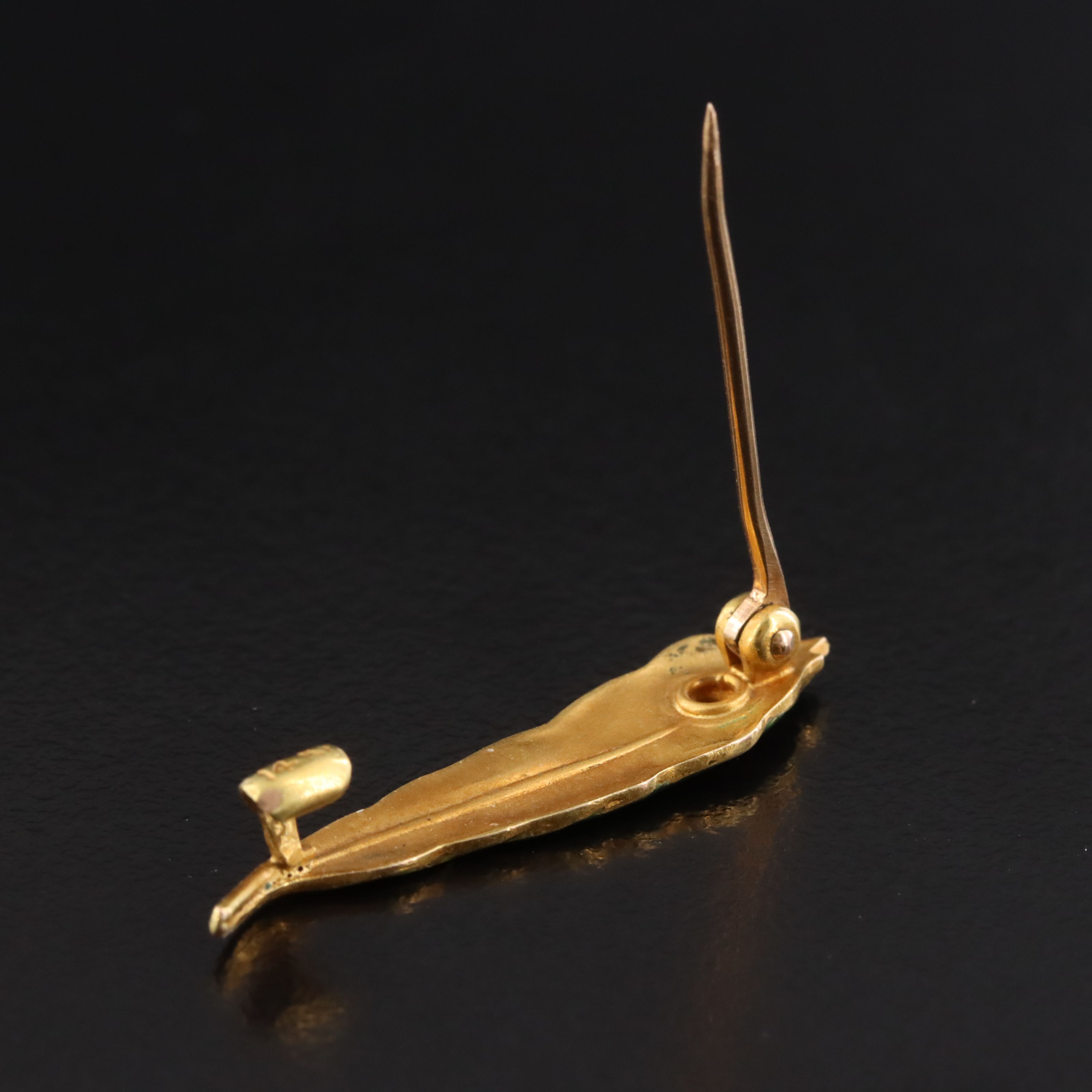 Antique Art Nouveau Krementz 14K Diamond Peacock Feather Pin