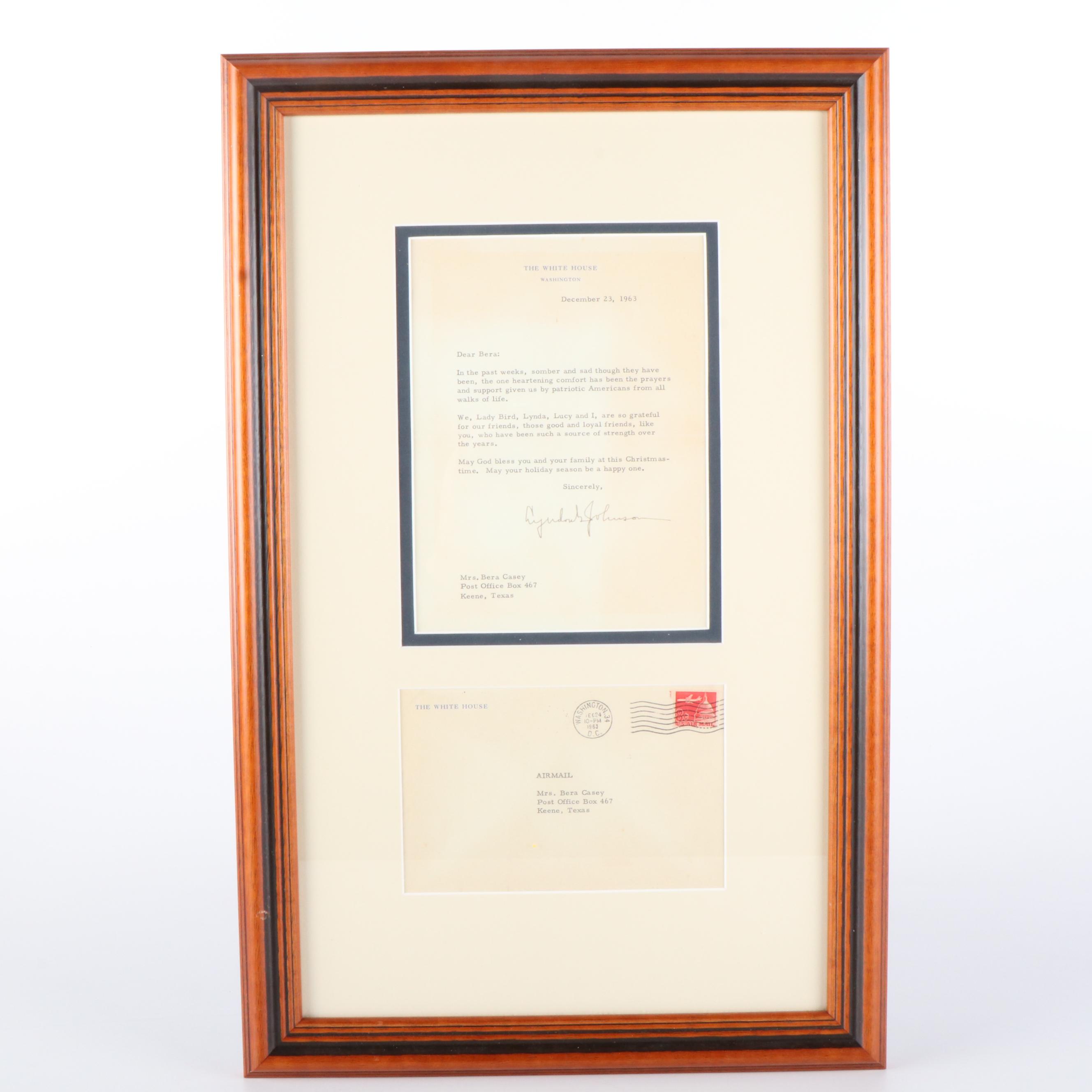 Lyndon B. Johnson Autopen Signed Political Letter with Display