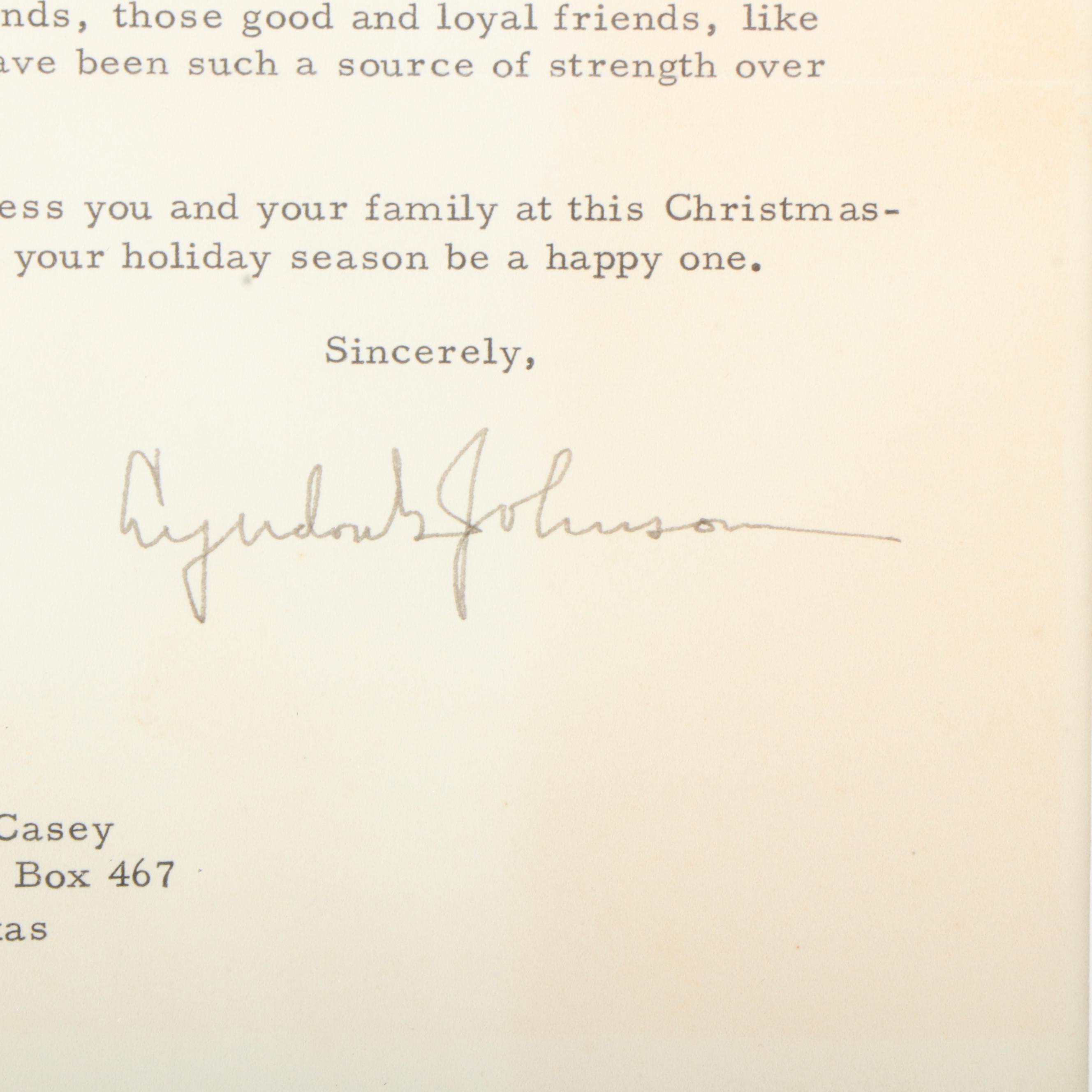 Lyndon B. Johnson Autopen Signed Political Letter with Display