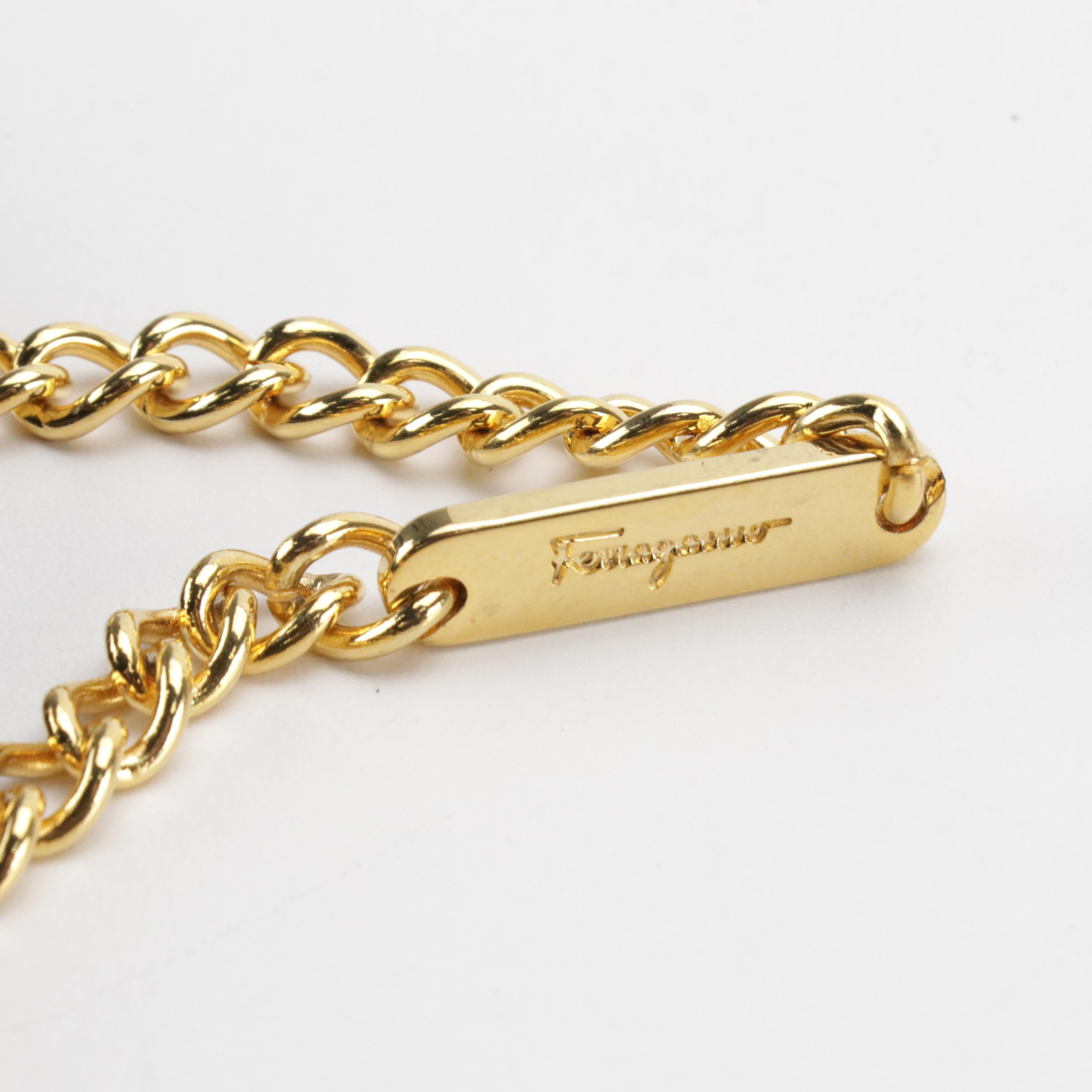 Salvatore Ferragamo Gancini Closure Chain Link Crossbody in Dark Brown Leather