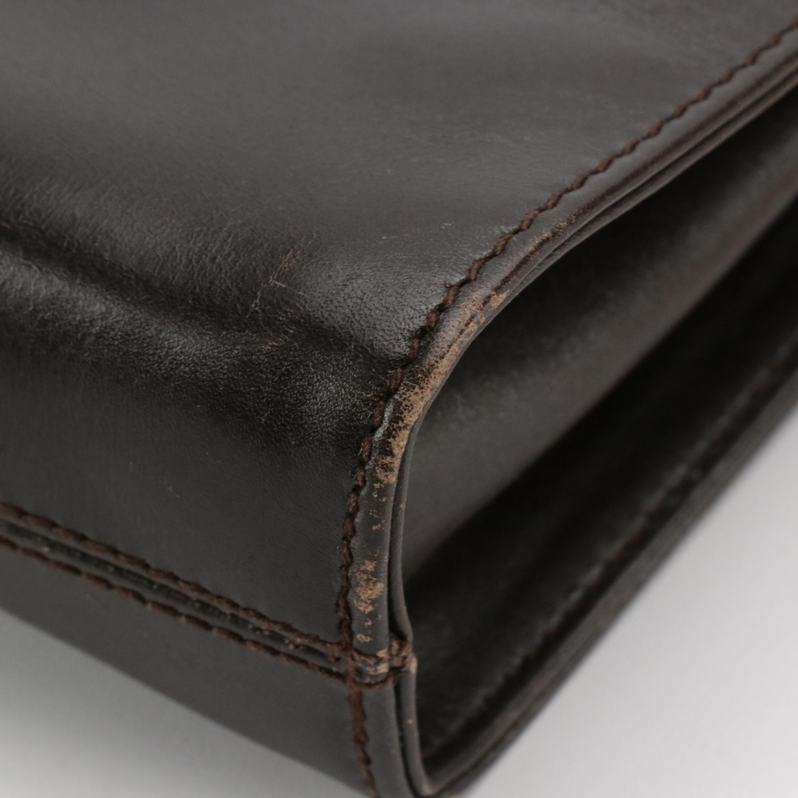 Salvatore Ferragamo Gancini Closure Chain Link Crossbody in Dark Brown Leather