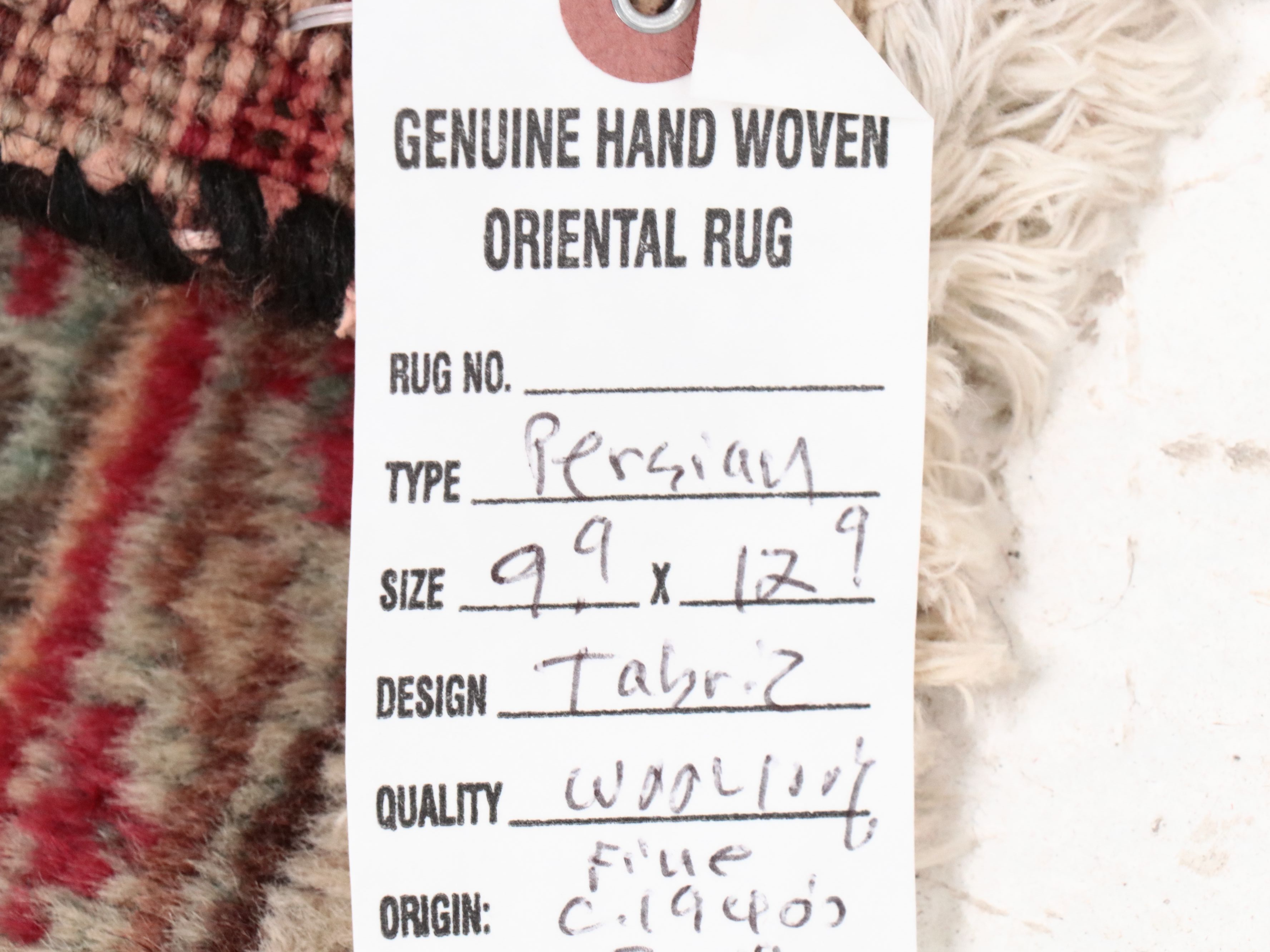 9'8 x 12'9 Hand-Knotted Persian Tabriz Room Sized Rug