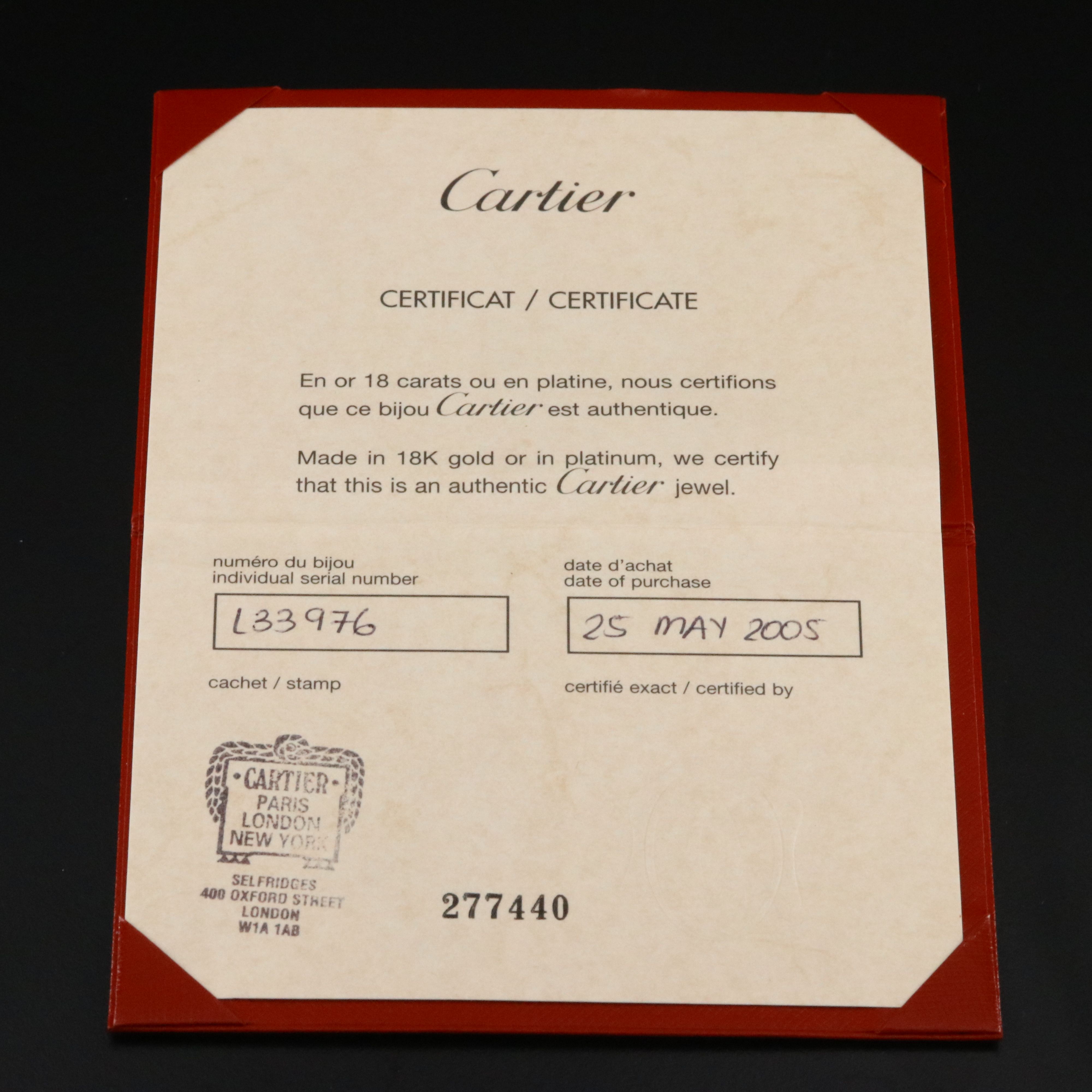 Cartier Nouvelle Vague 18K 1.08 CTW Ring with COA