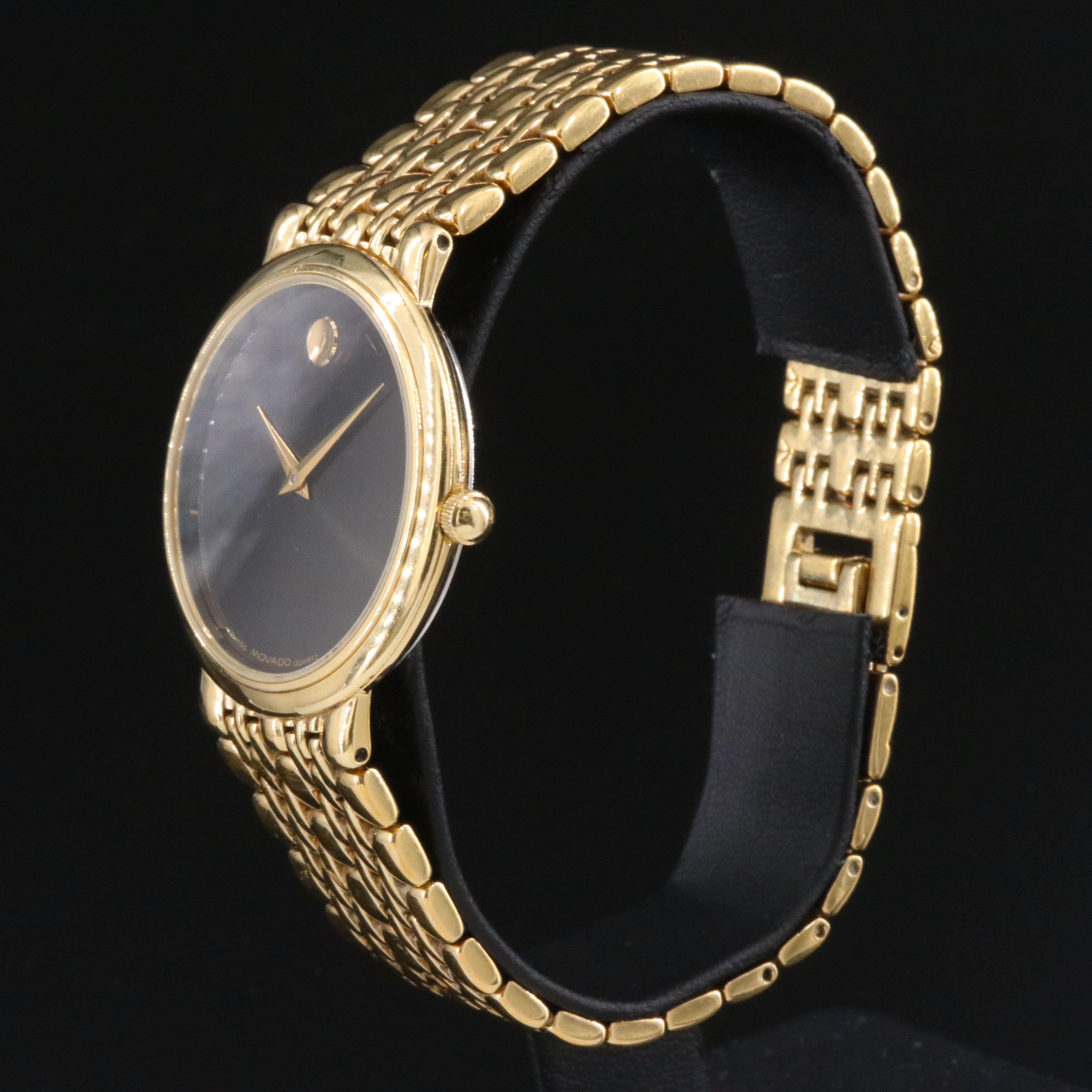 Movado Museum Classic Gold-Tone Swiss Quartz Watch with Black Dial