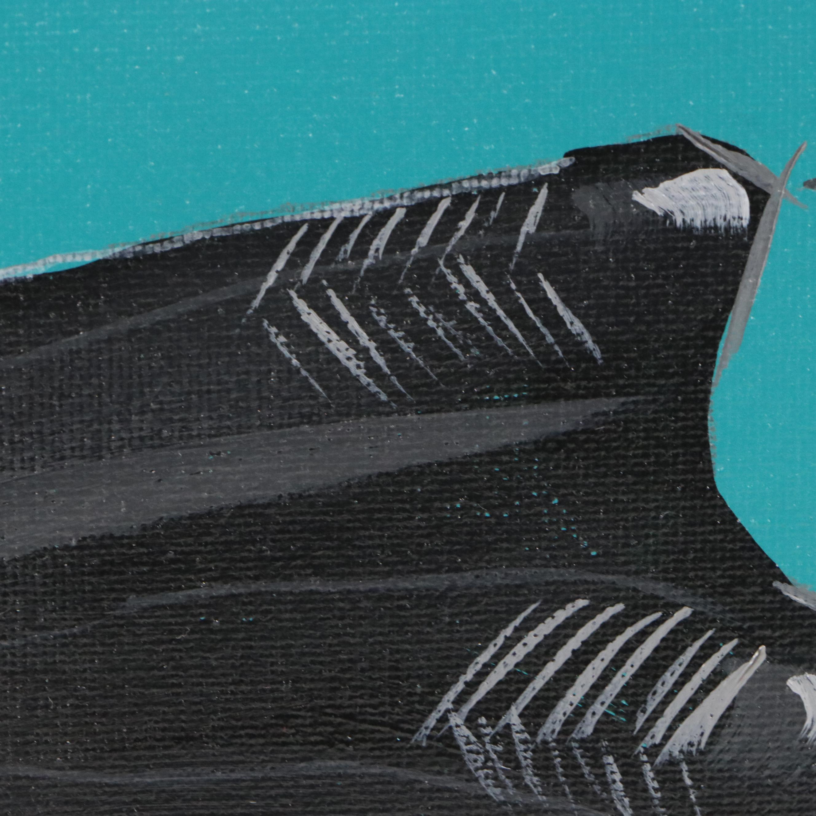 Joshua Ramsey Acrylic Painting of Indigenous American in Headdress, 2025