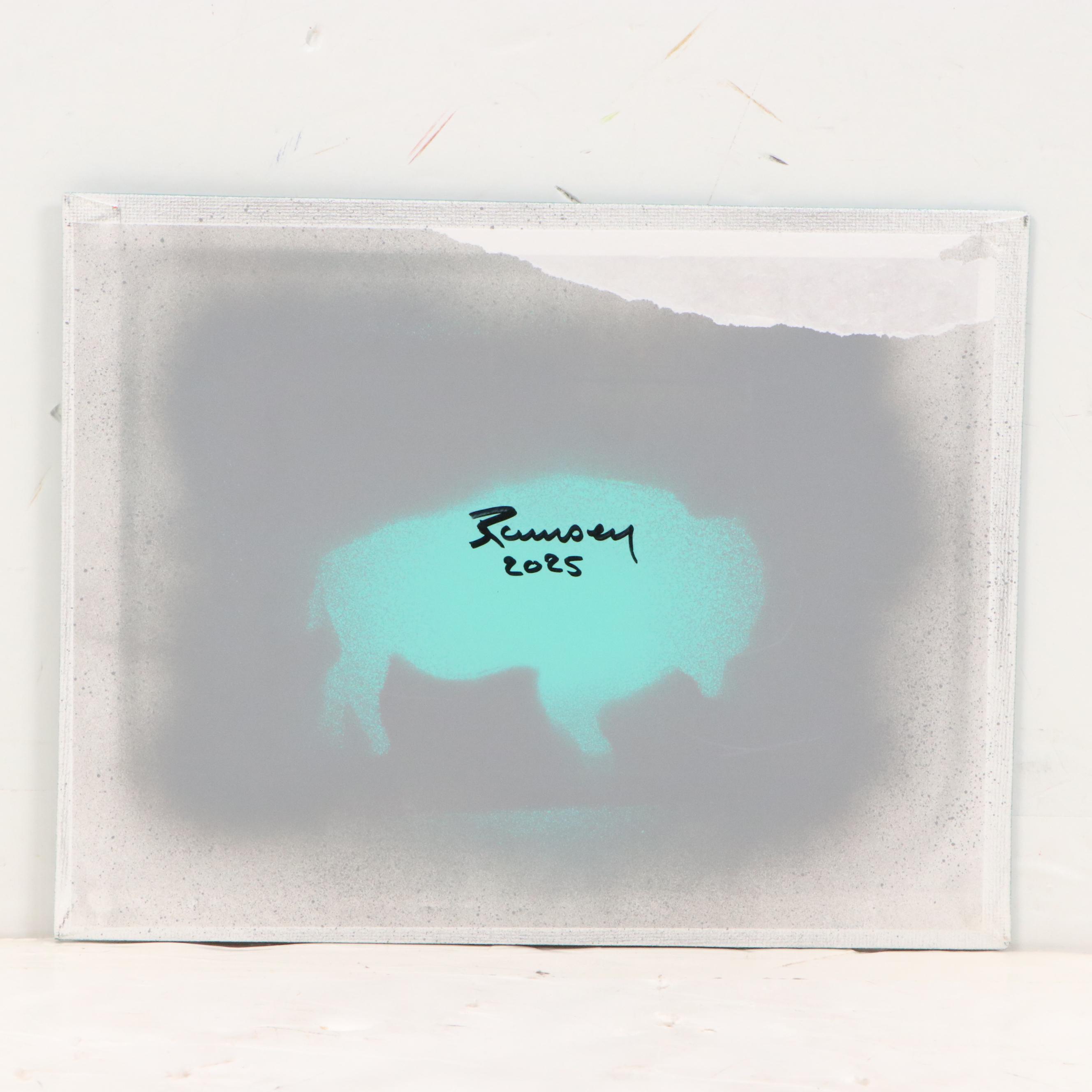 Joshua Ramsey Acrylic Painting of Indigenous American in Headdress, 2025