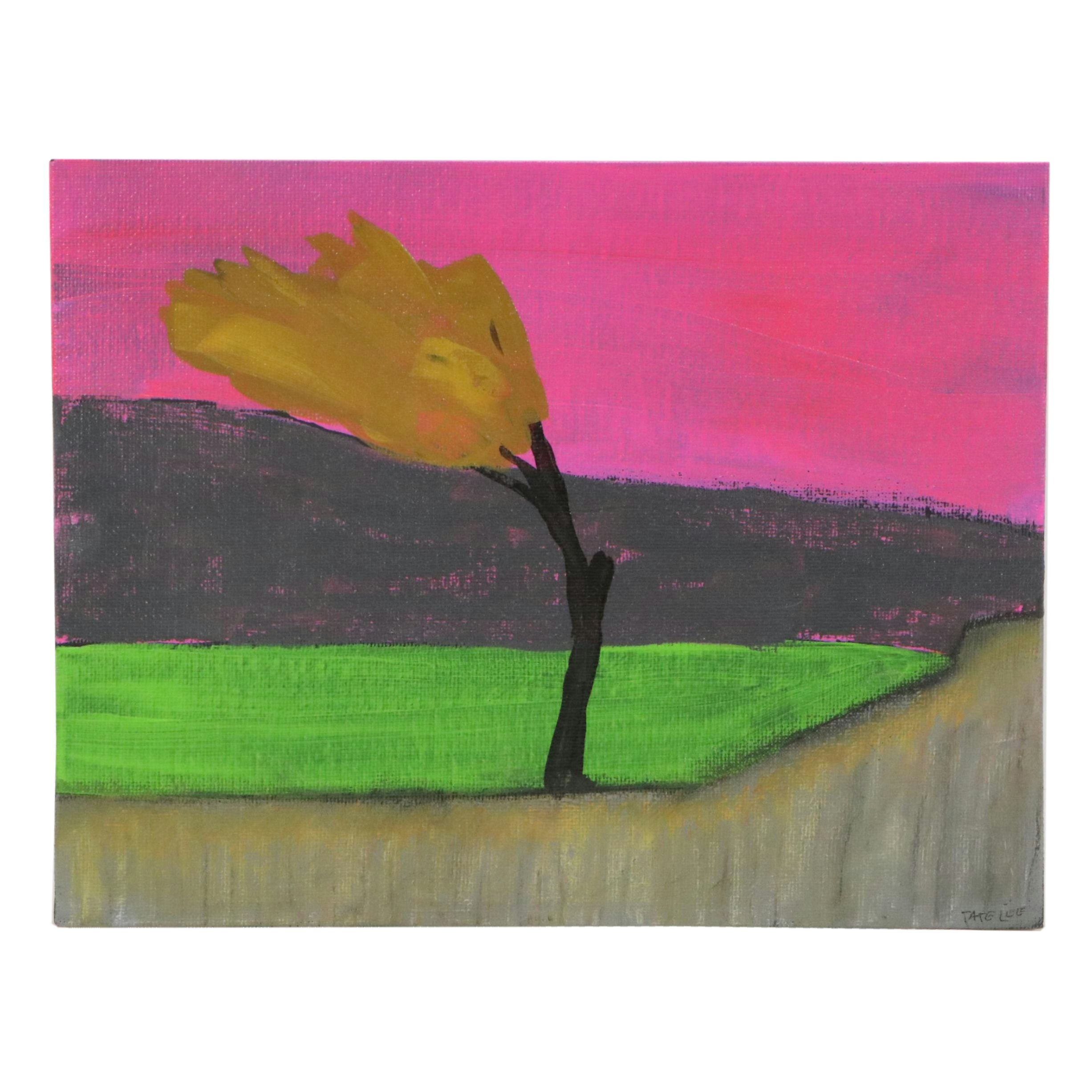 Tate Lee Acrylic Painting of Windblown Tree, 2025