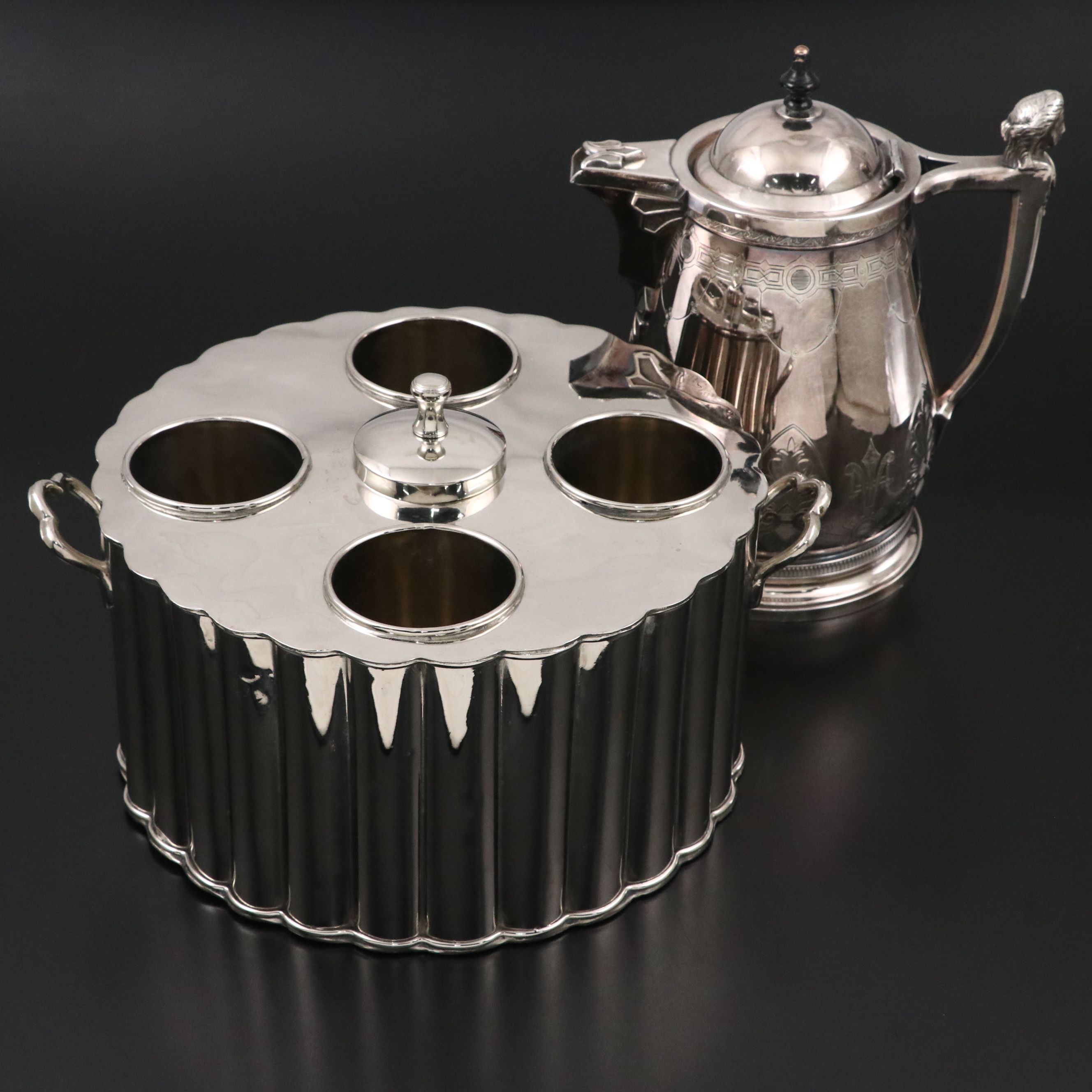 Rogers, Smith & Co. Victorian Silver Plate Pitcher with Handled Bottle Cooler