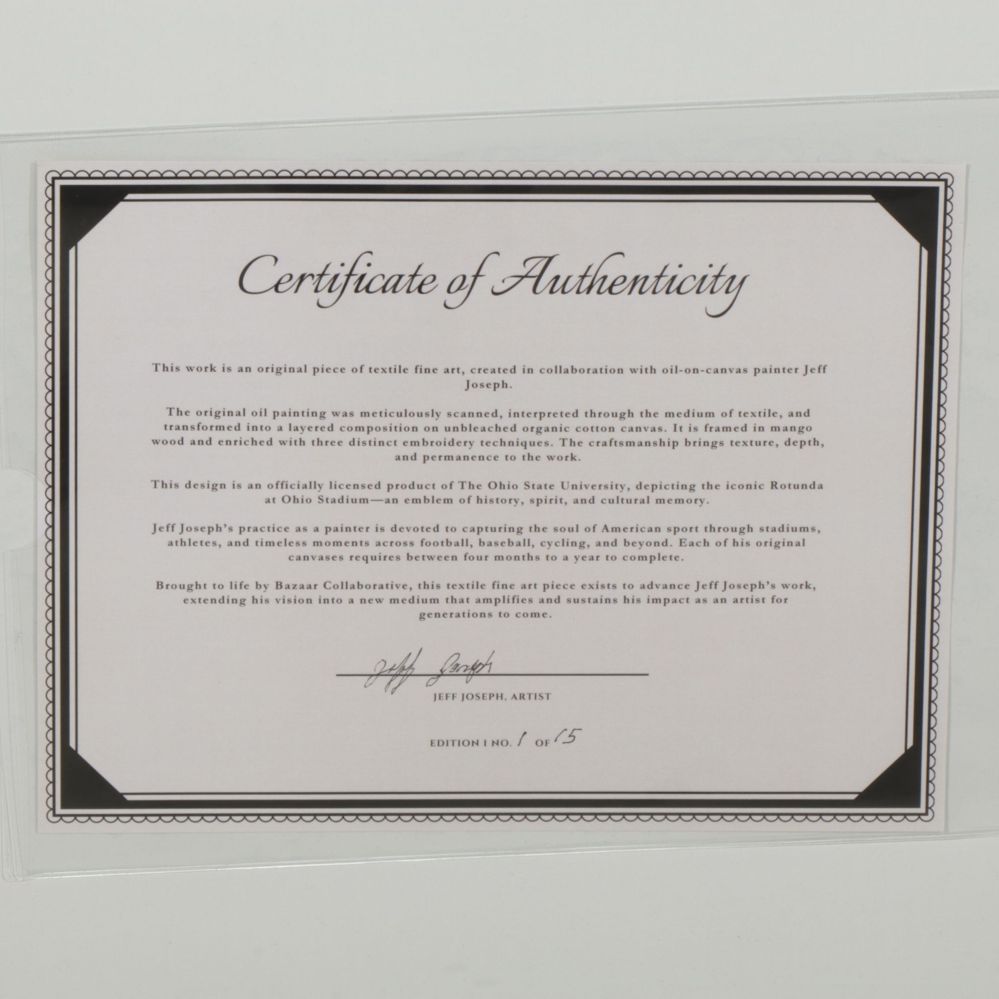 Jeff Joseph Textile Art "The Original Ohio Stadium," Early 21st Century