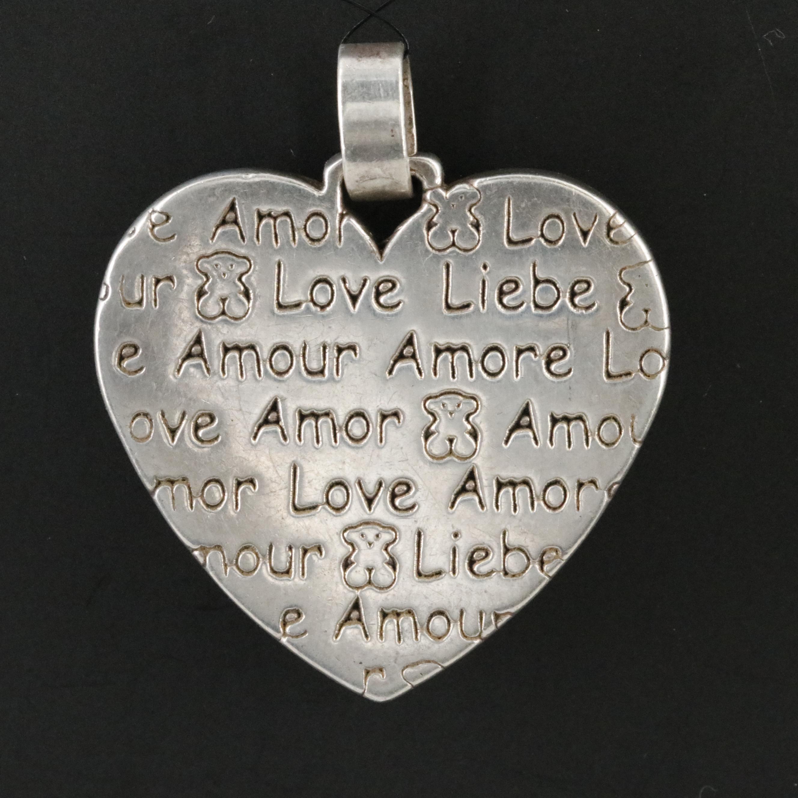 Tous Sterling Love Language Heart Pendant