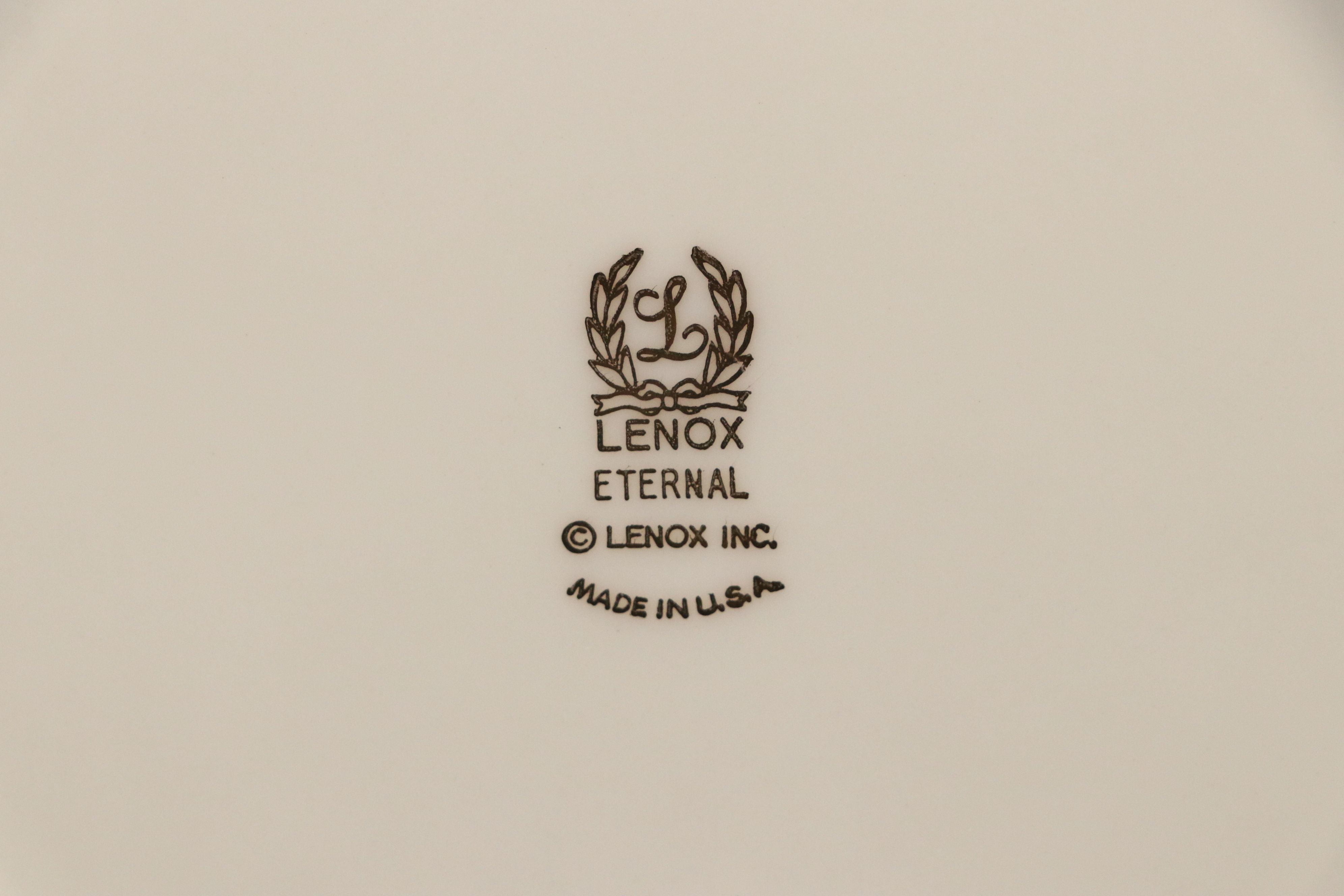 Lenox "Eternal" Gilt Rimmed Ivory Porcelain Dinnerware and Serving Pieces