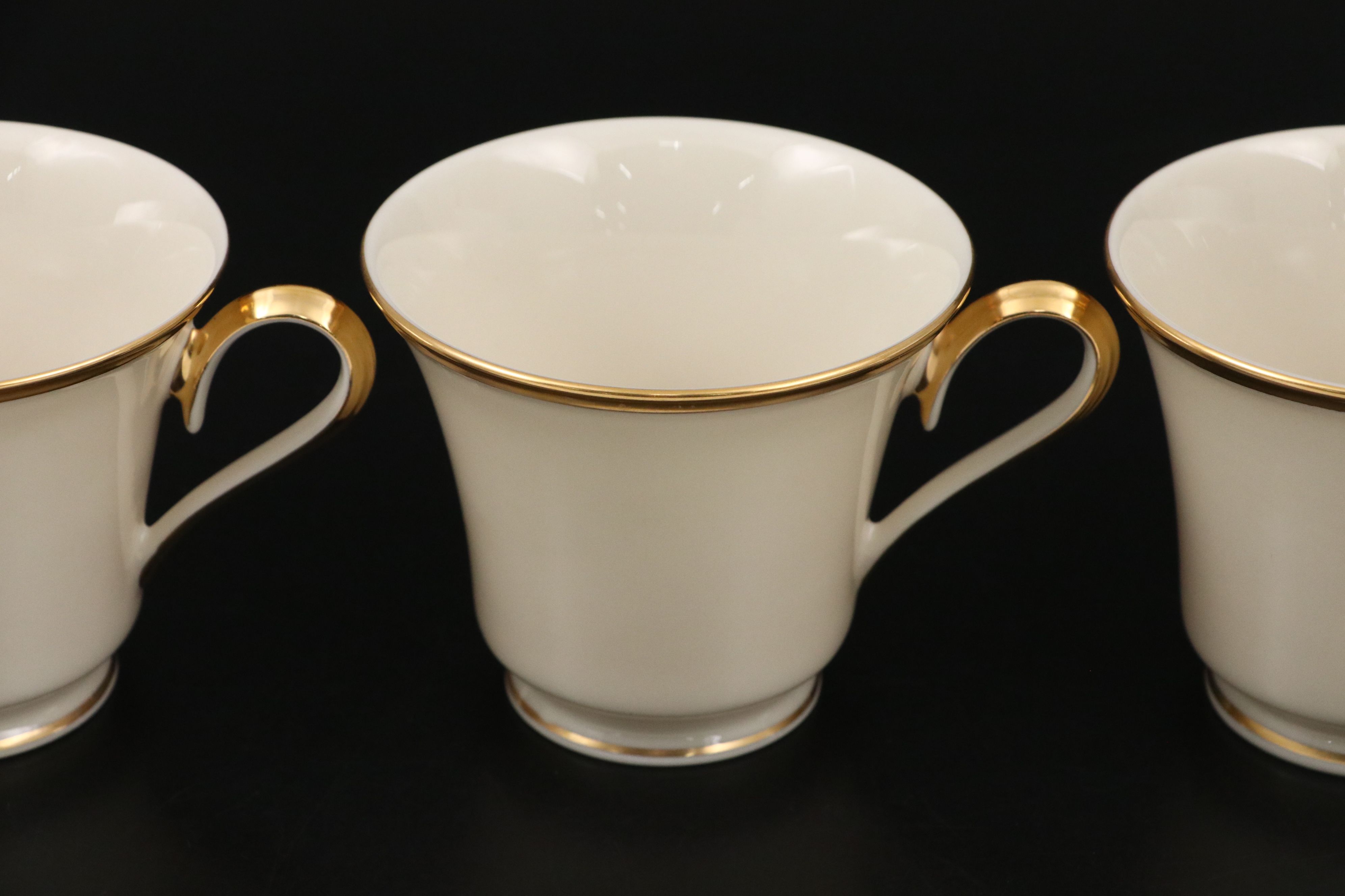 Lenox "Eternal" Gilt Rimmed Ivory Porcelain Dinnerware and Serving Pieces