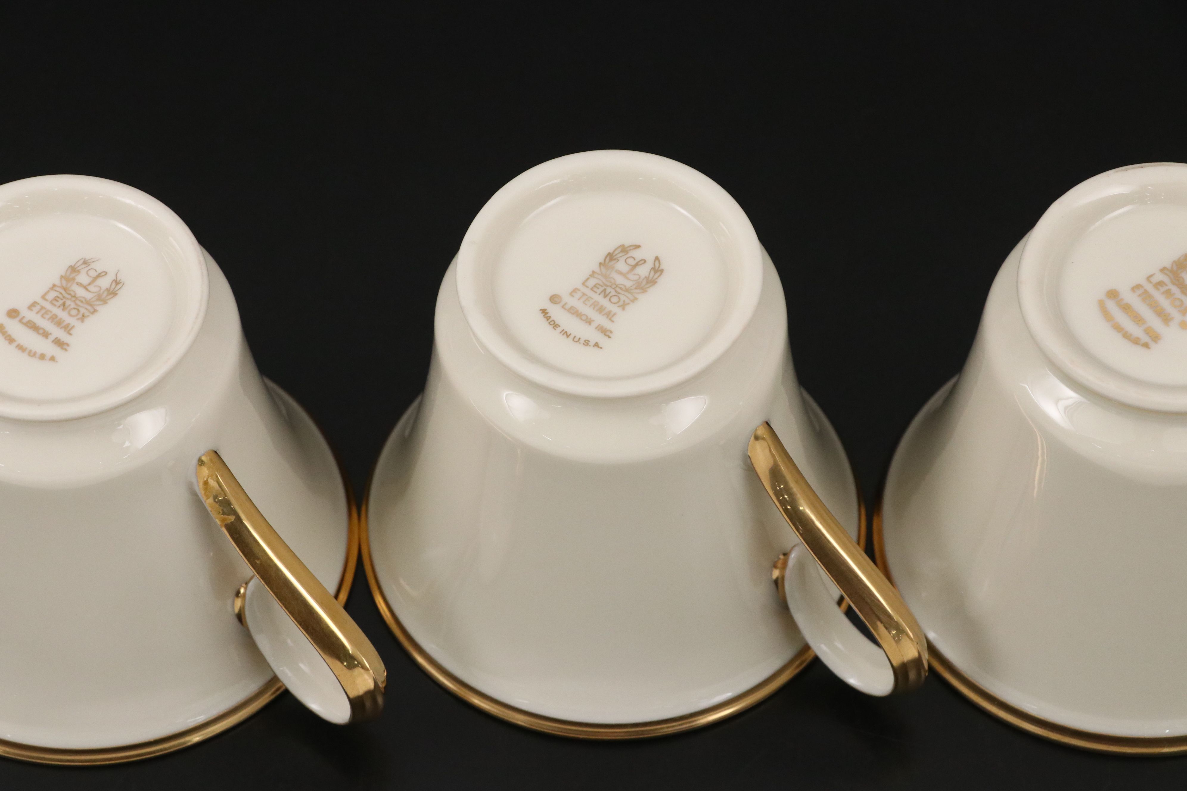 Lenox "Eternal" Gilt Rimmed Ivory Porcelain Dinnerware and Serving Pieces