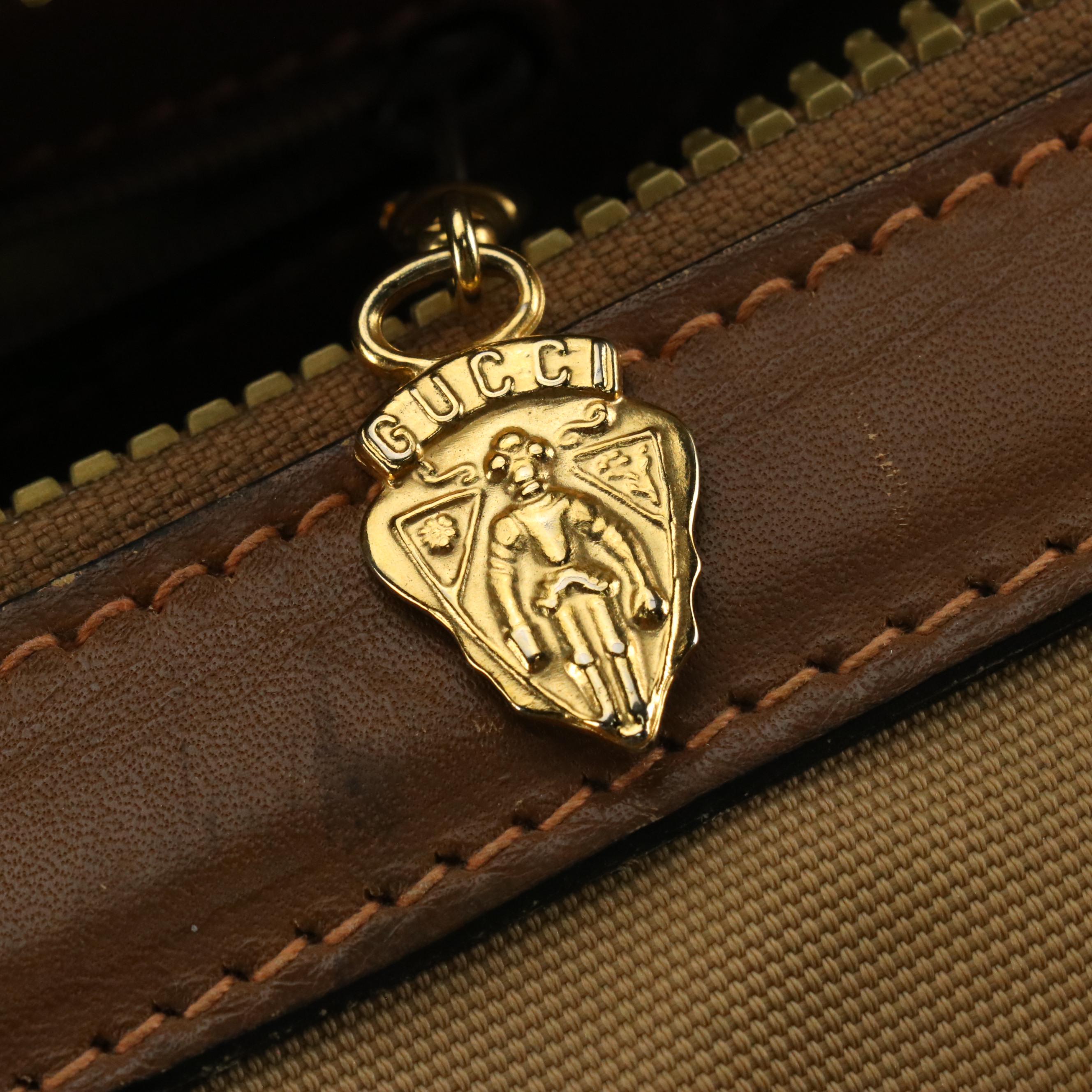 Gucci Web Stripe Boston Bag in Nylon Canvas and Leather, 1970s