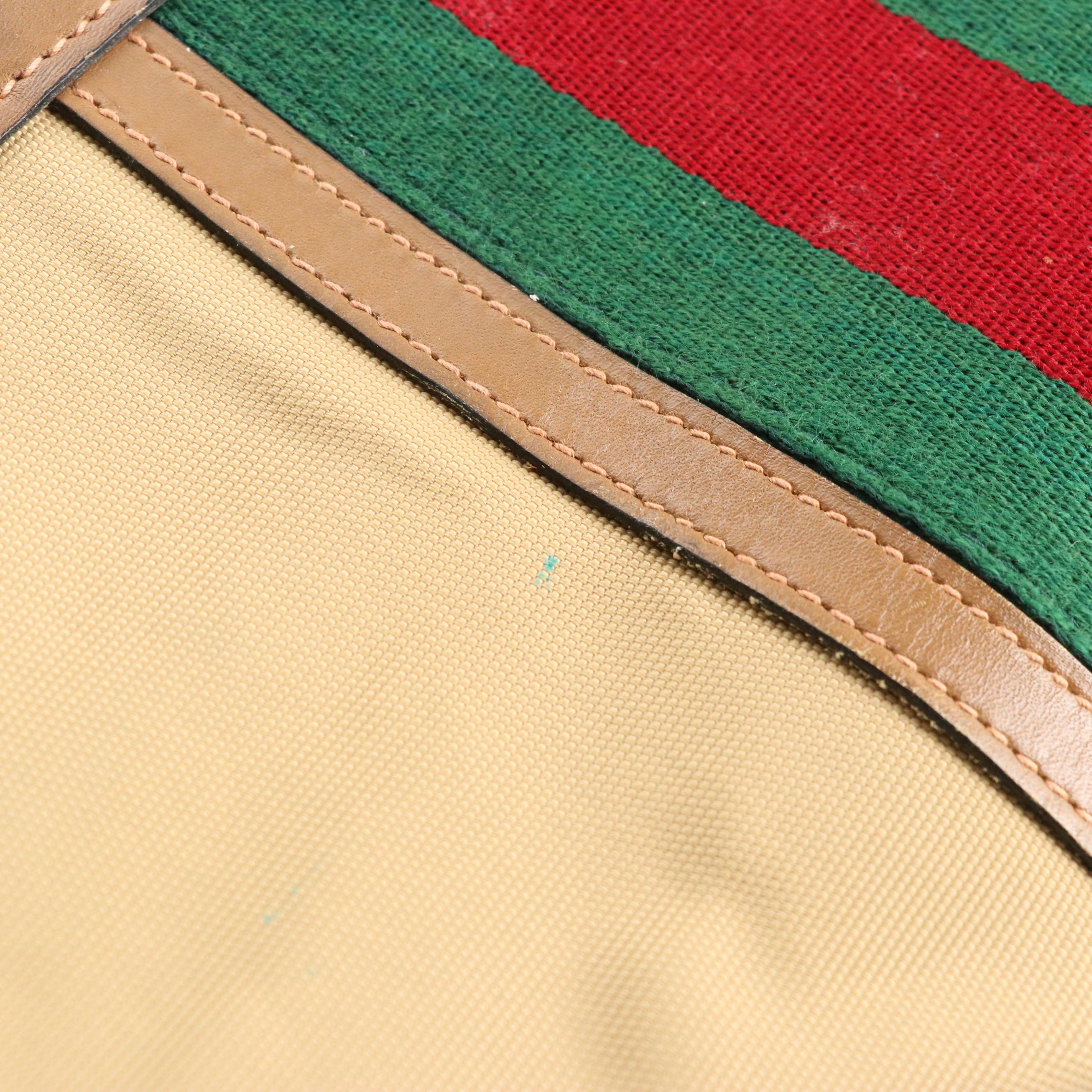 Gucci Web Stripe Boston Bag in Nylon Canvas and Leather, 1970s