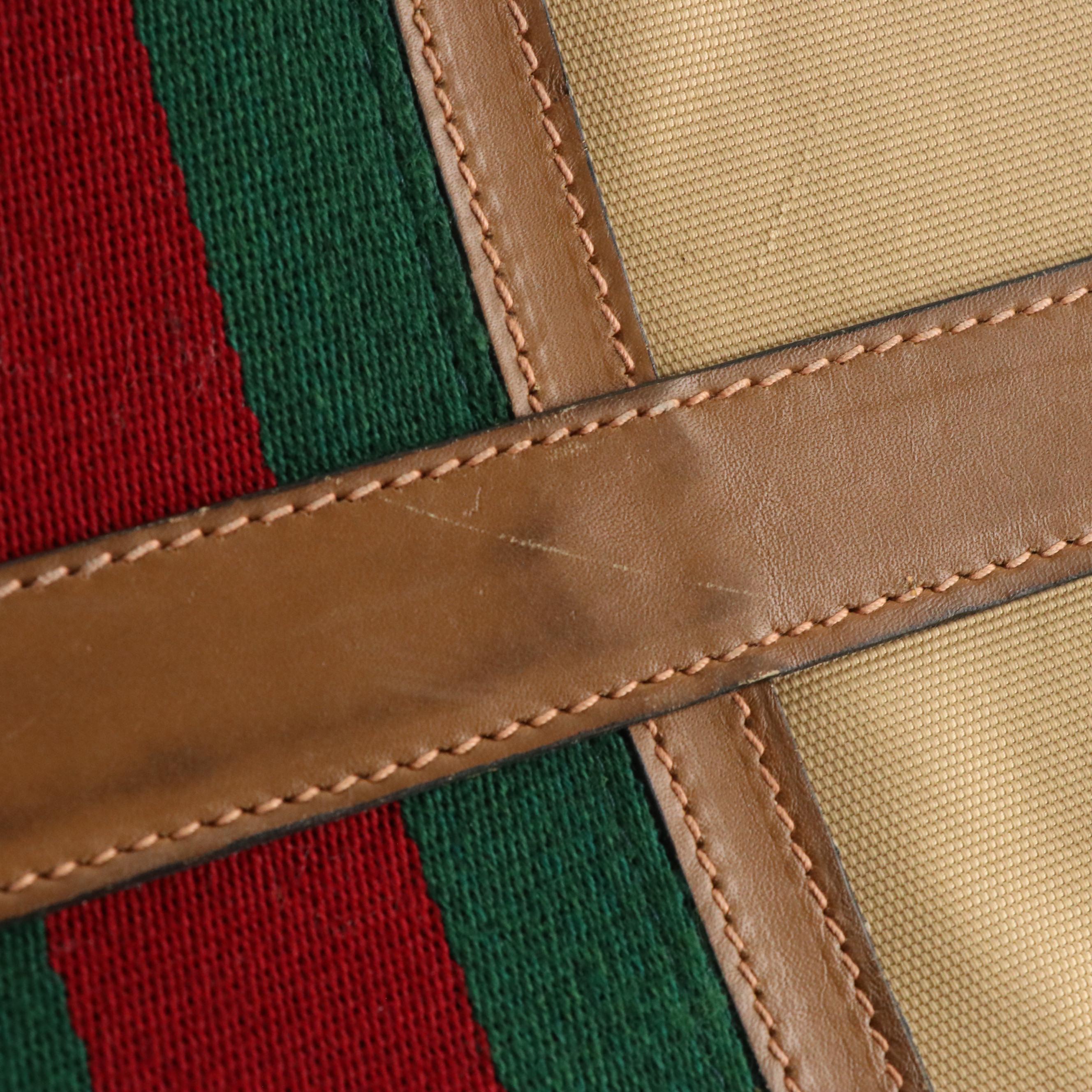 Gucci Web Stripe Boston Bag in Nylon Canvas and Leather, 1970s