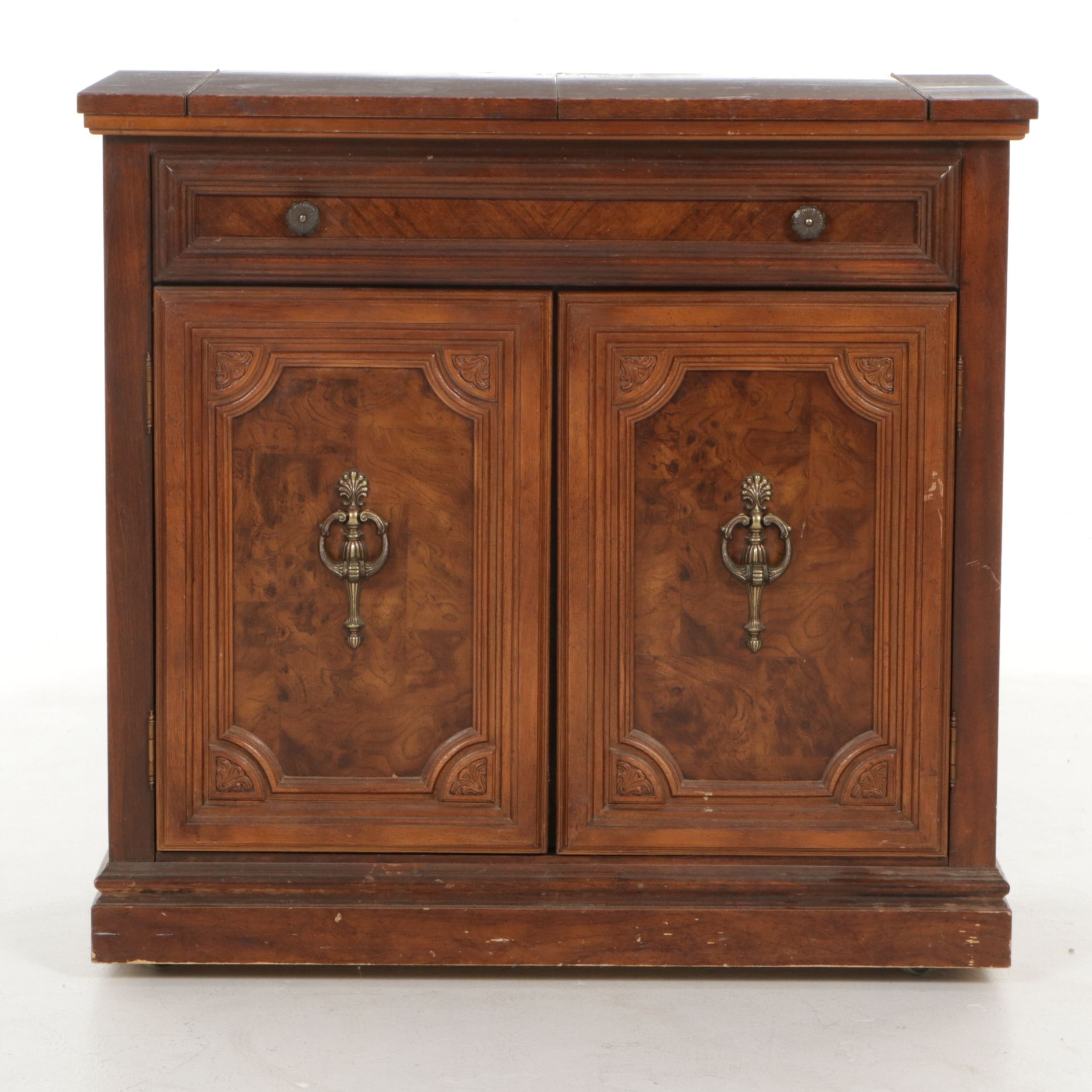 Wood Grain Finished Flip-Top Server, Late 20th Century