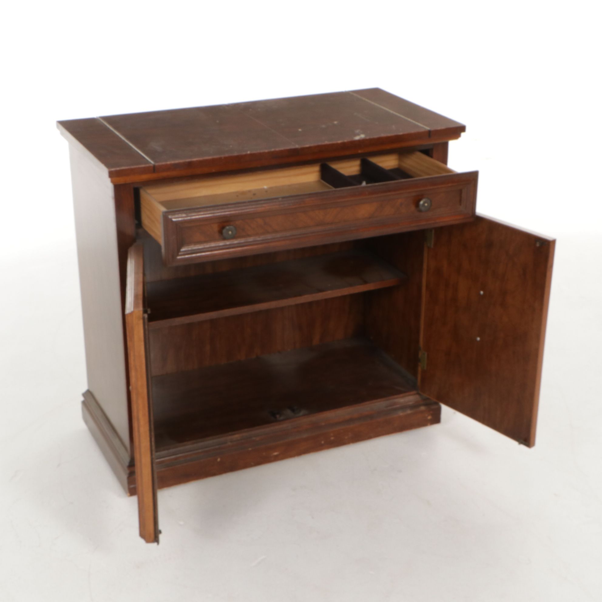 Wood Grain Finished Flip-Top Server, Late 20th Century