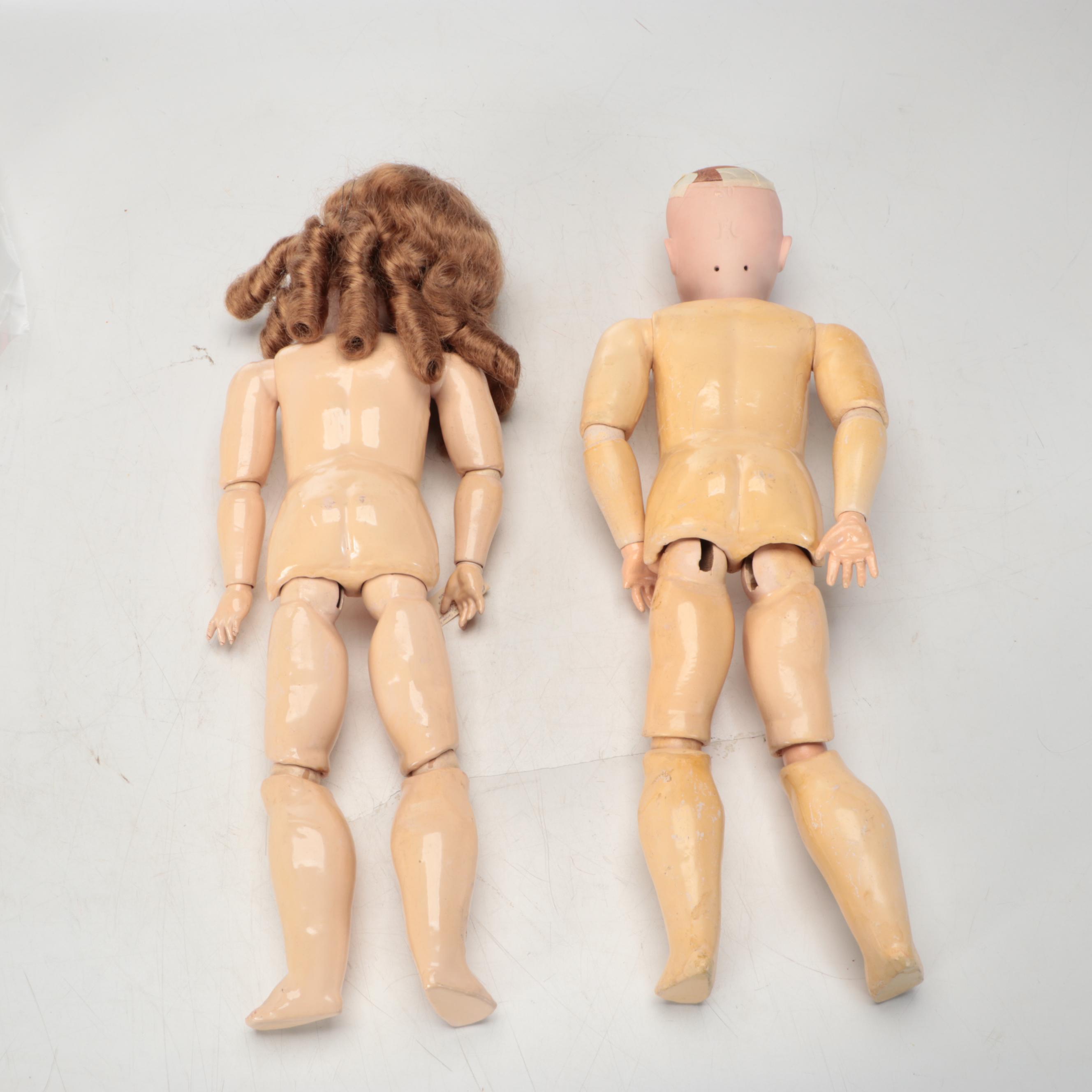 Karl Hartmann and Simon & Halbig Bisque Dolls with Jointed Composition Bodies