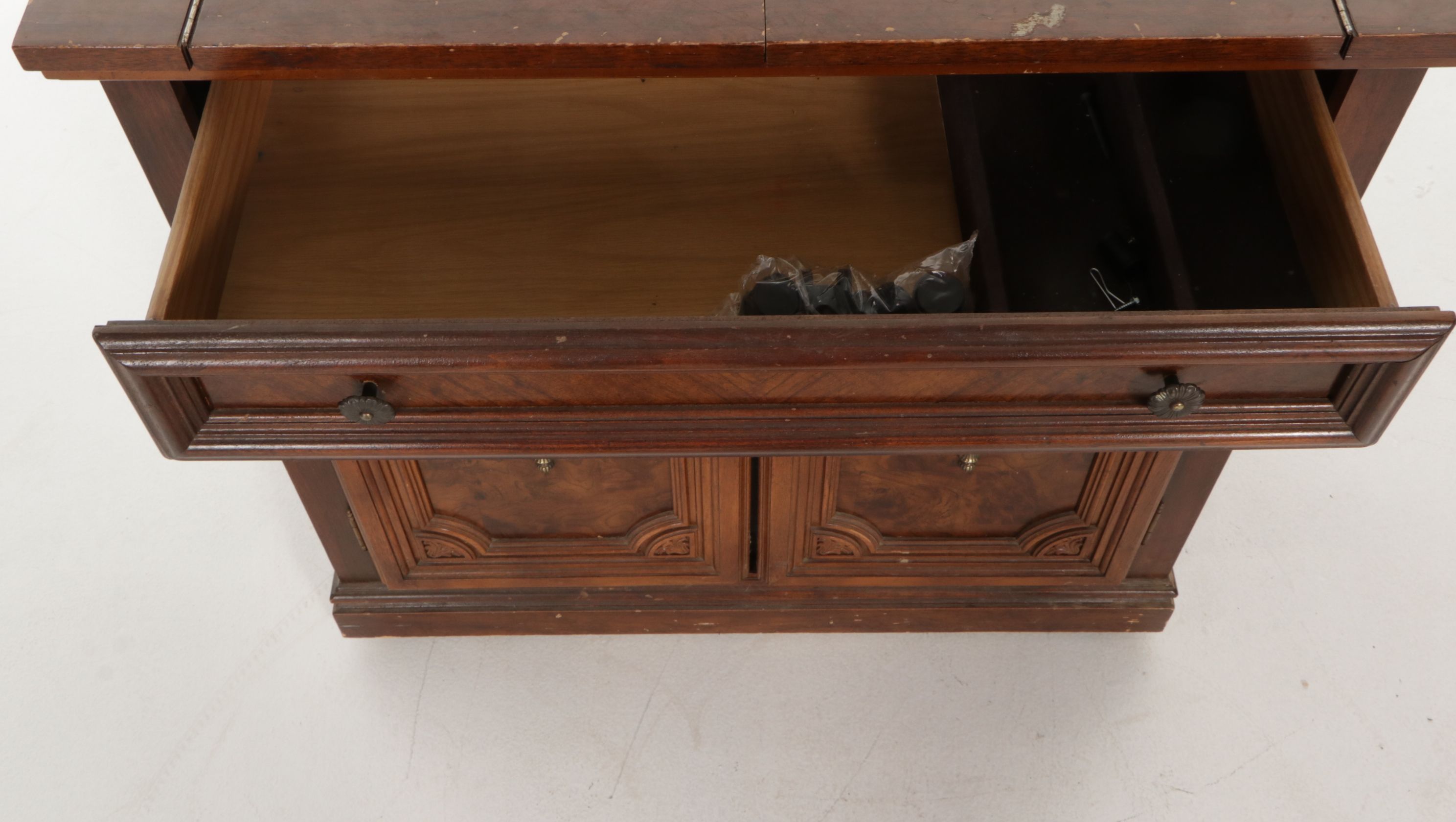Wood Grain Finished Flip-Top Server, Late 20th Century