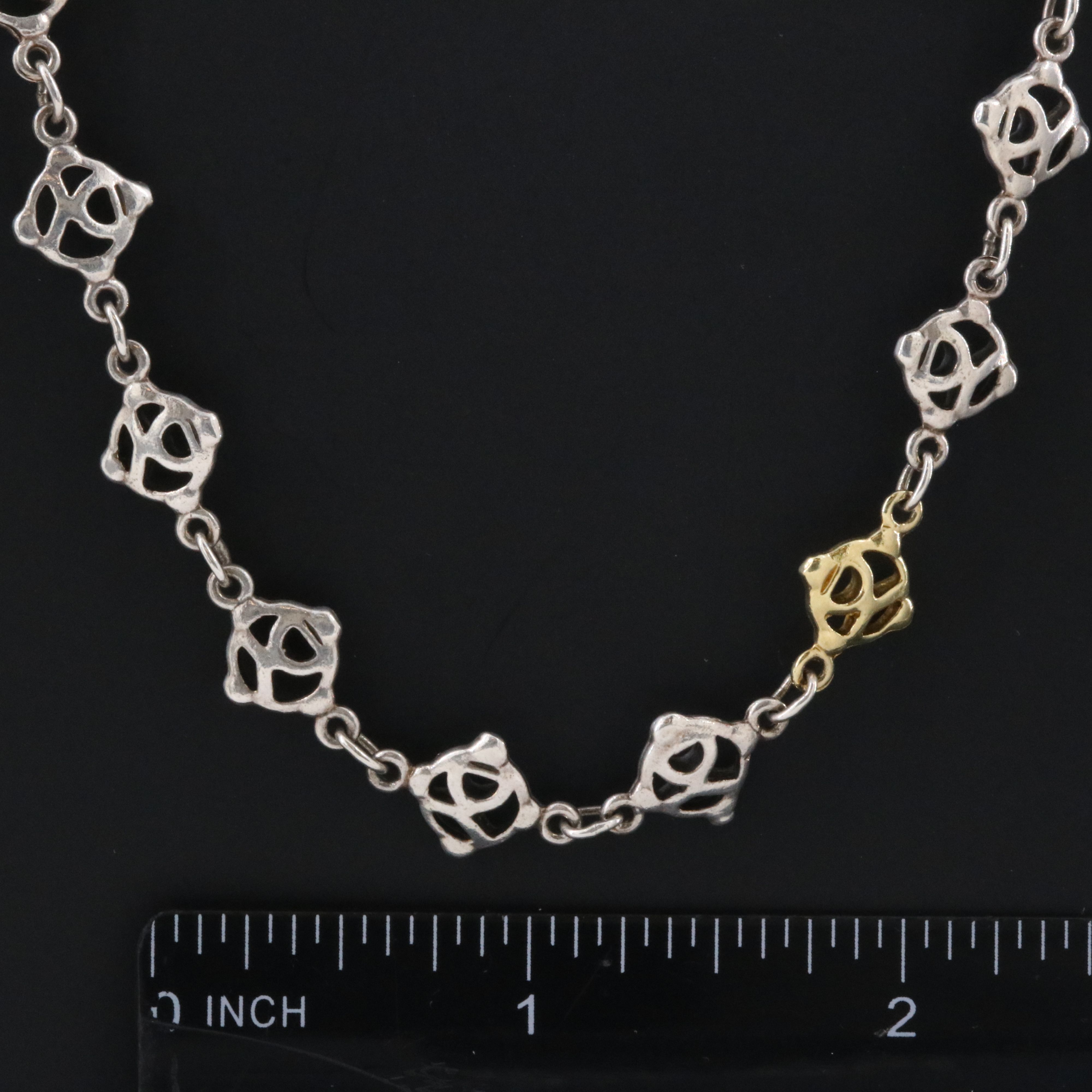 David Yurman Sterling and 18K Logo Chain Necklace