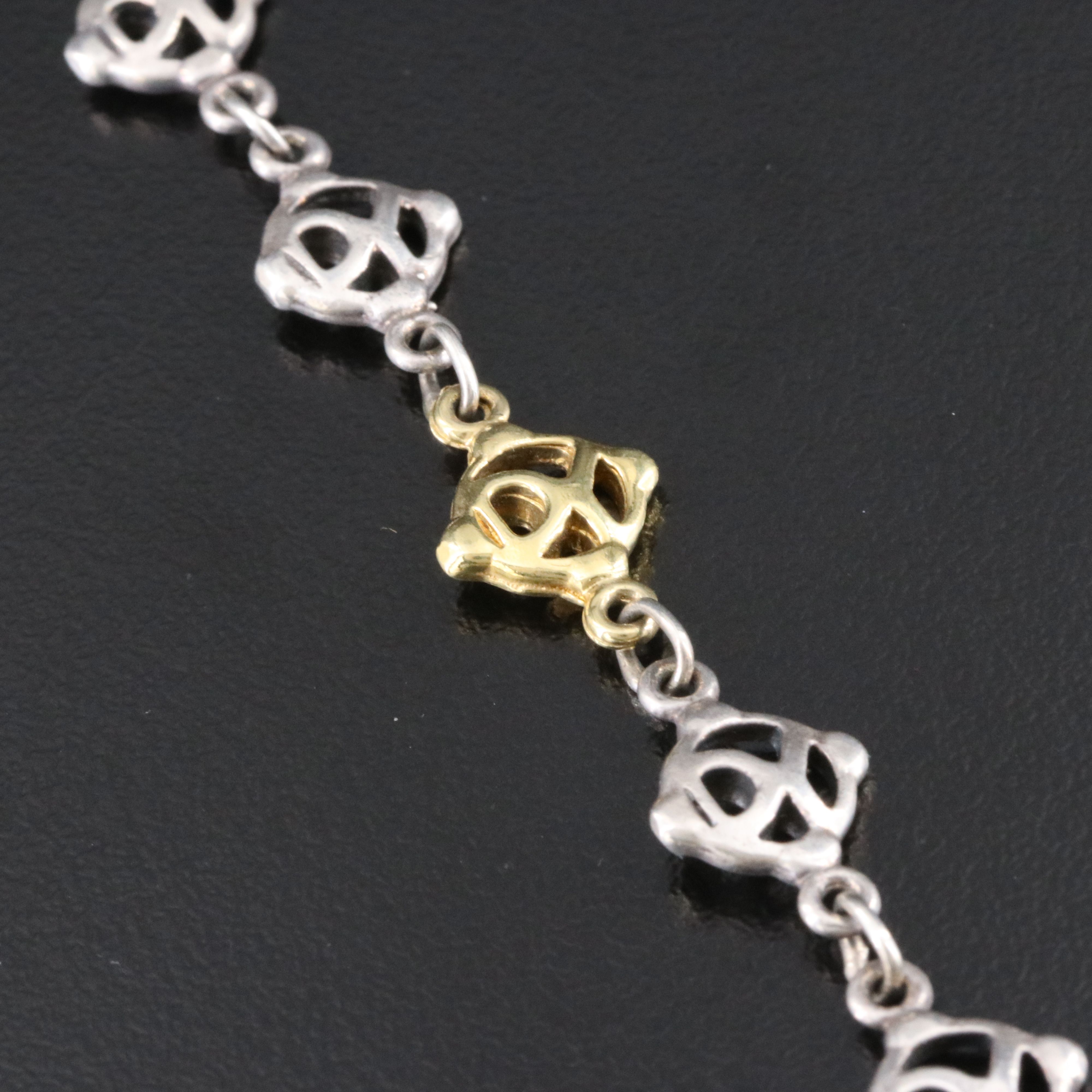 David Yurman Sterling and 18K Logo Chain Necklace