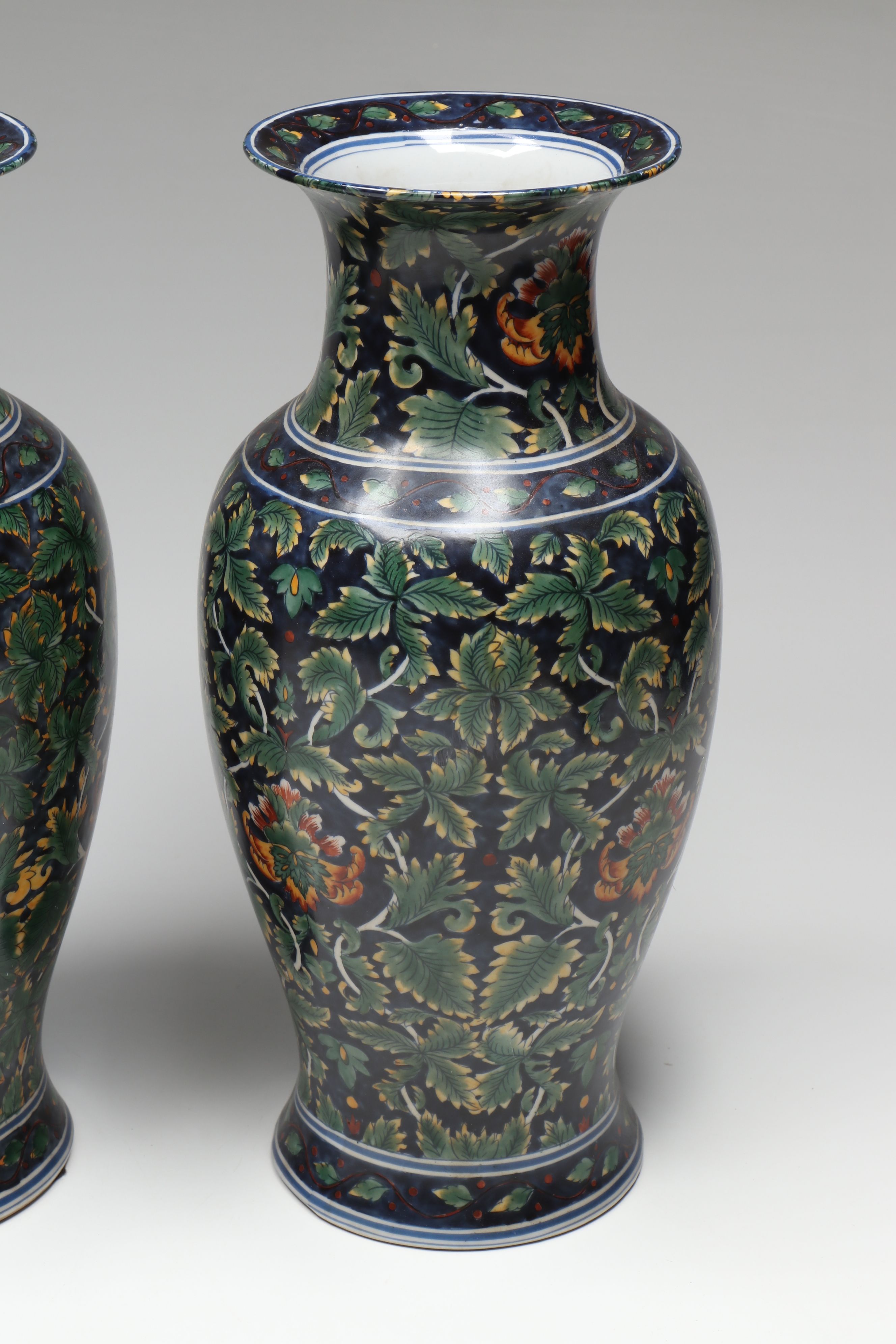 Overjoy Hand-Painted Ginger Jar and Other Chinese Floral Motif Vases