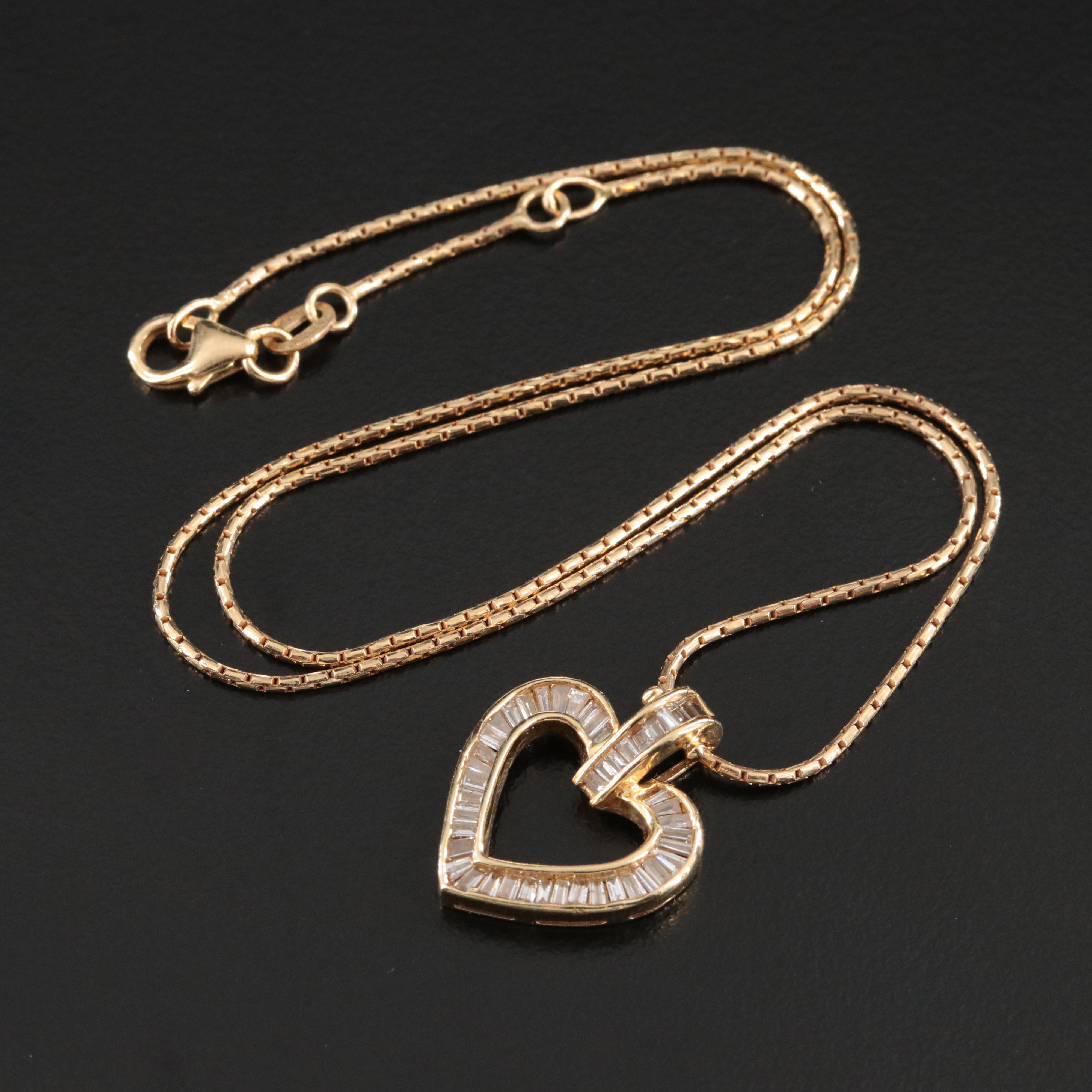 14K 0.57 CTW Diamond Heart Pendant Necklace
