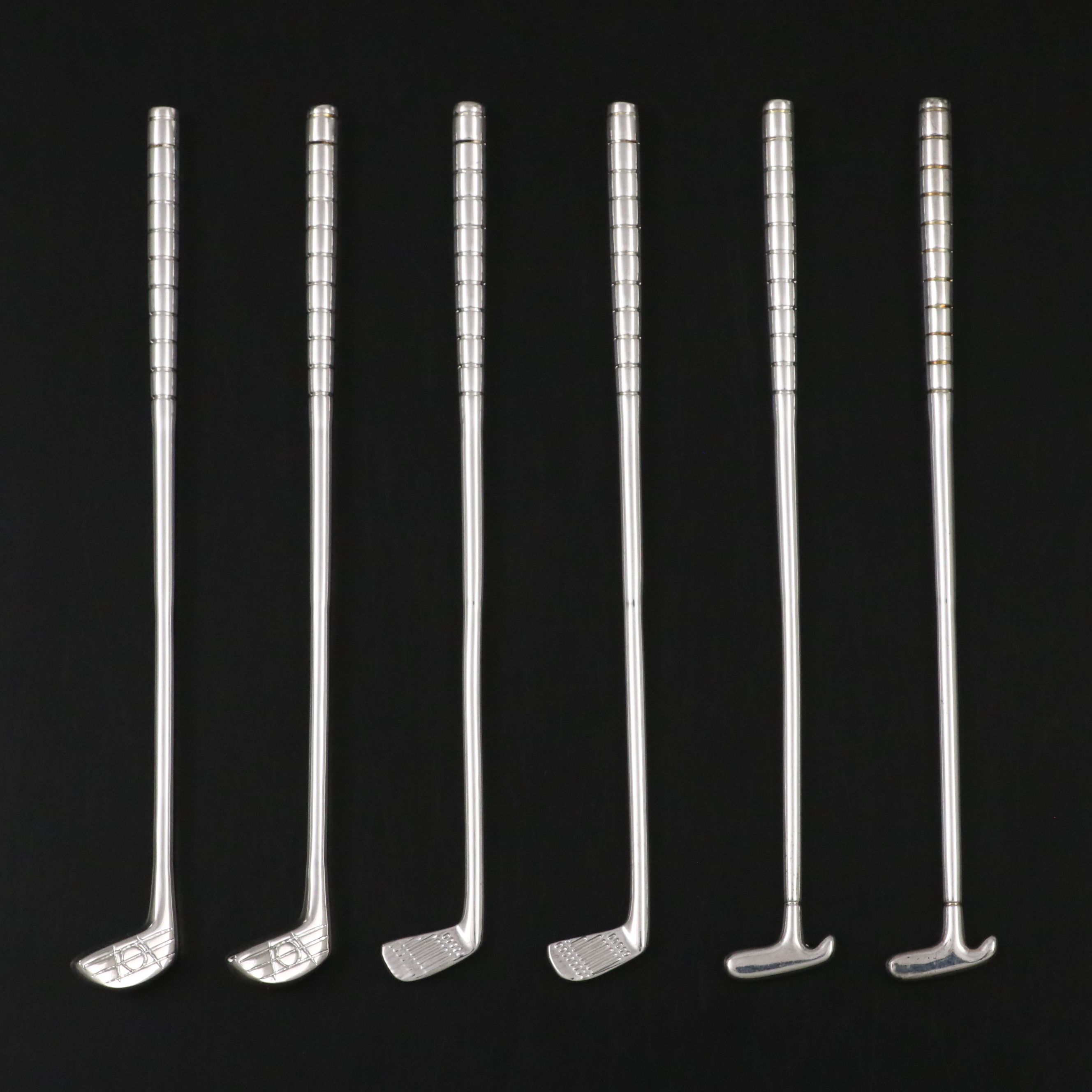 Vintage Silver Plate Golf Club Cocktail Stirrers