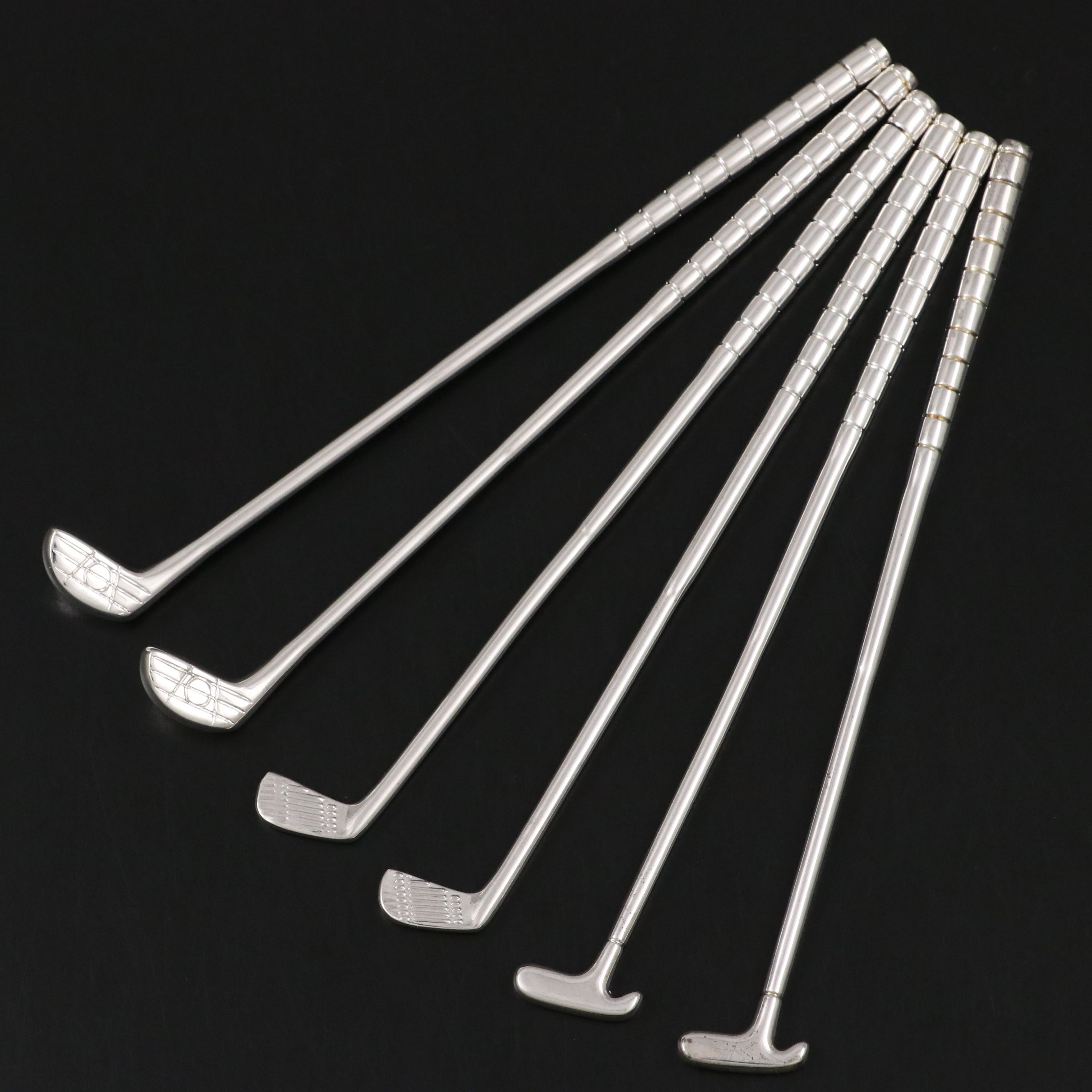 Vintage Silver Plate Golf Club Cocktail Stirrers
