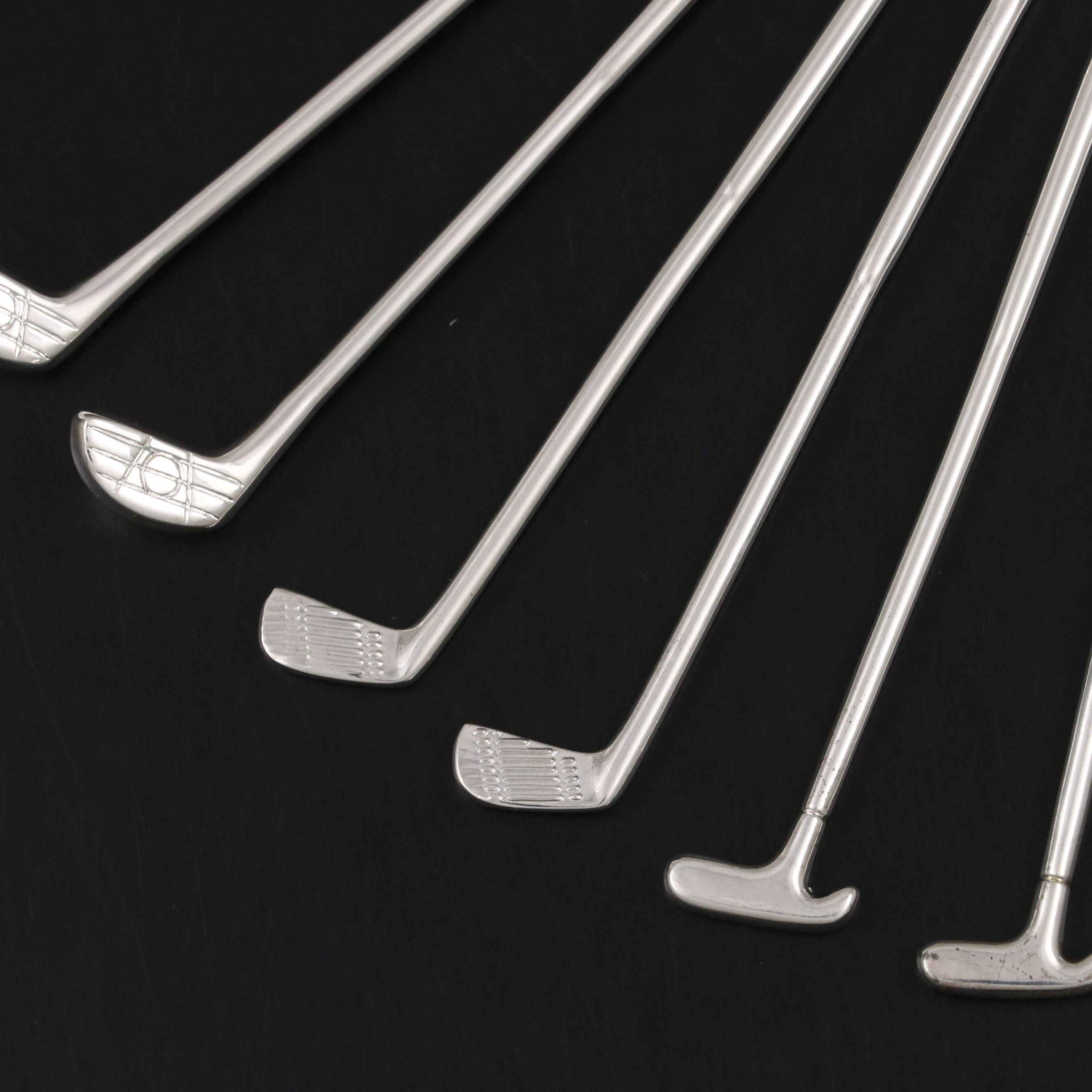 Vintage Silver Plate Golf Club Cocktail Stirrers