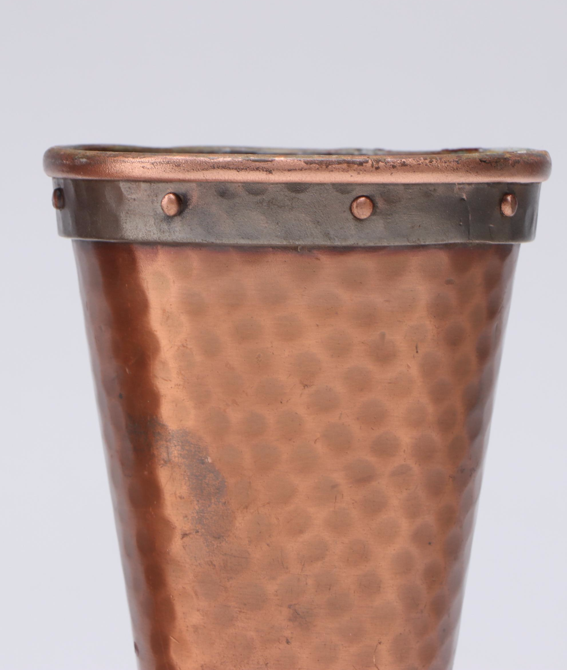 Hammered Copper Graduated Trumpet Vases