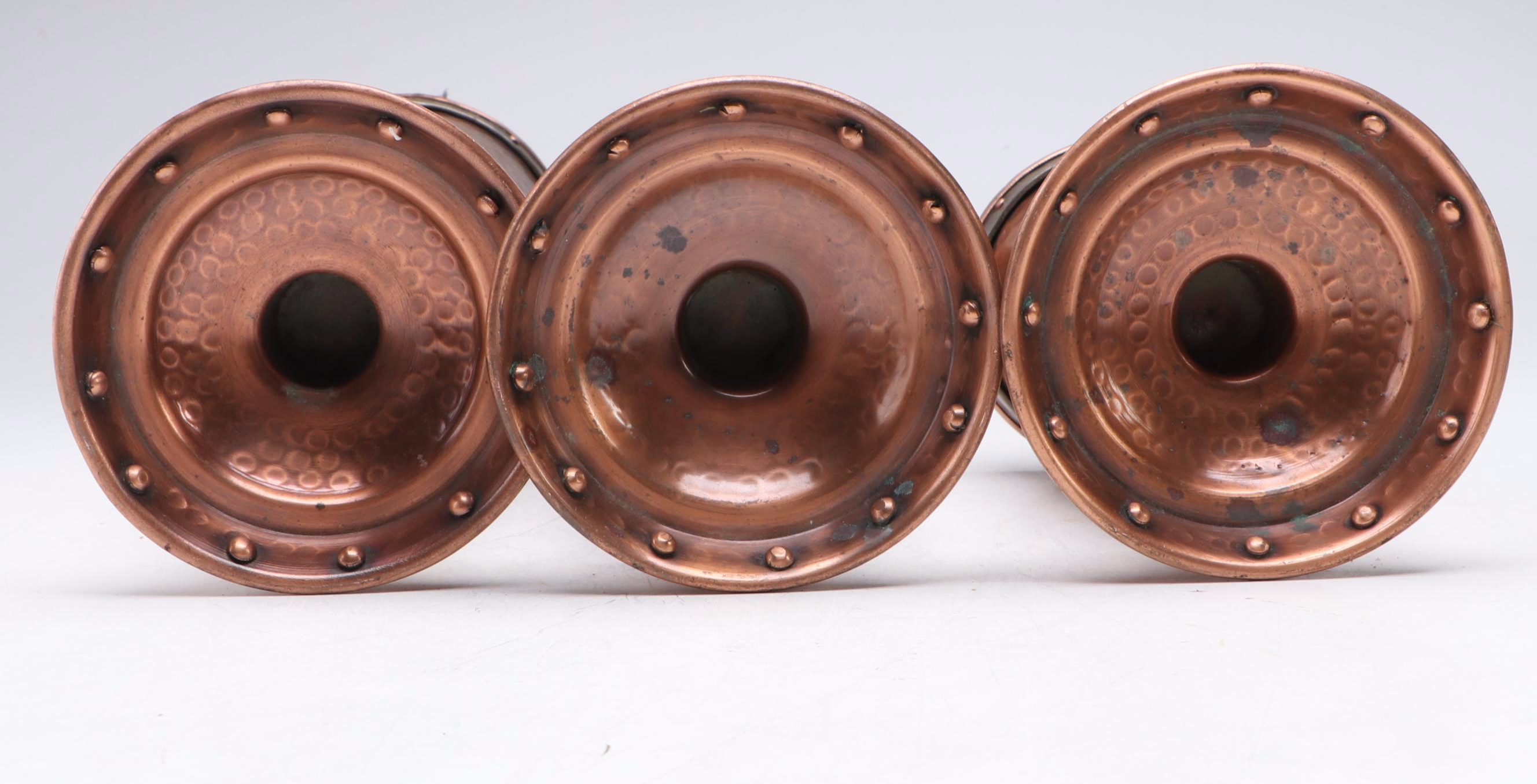 Hammered Copper Graduated Trumpet Vases
