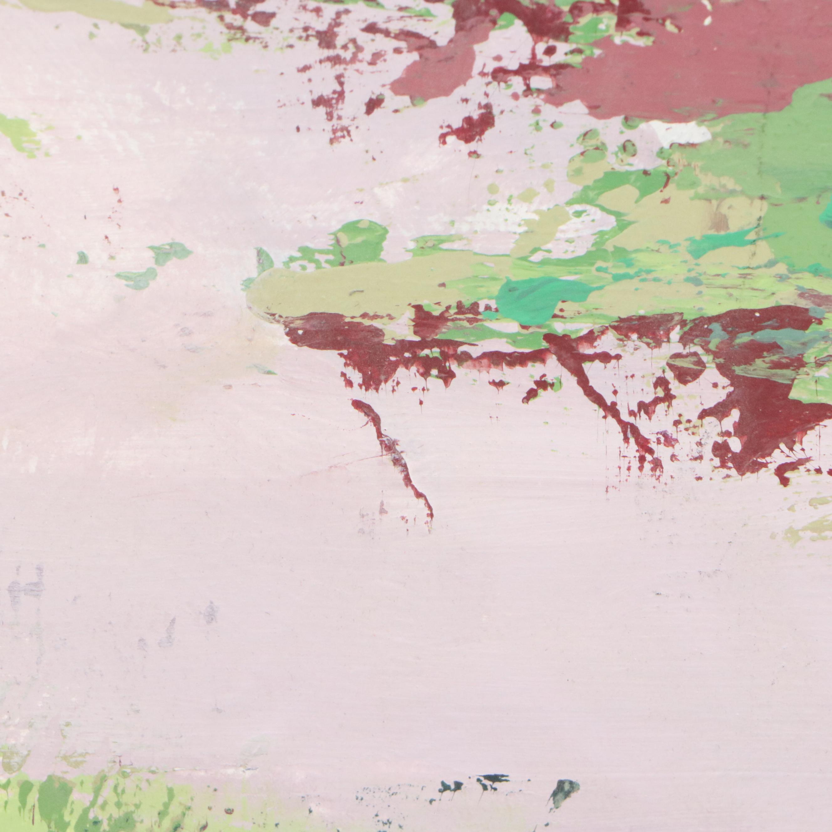 Abstract Acrylic Painting of Landscape with River, Early 21st Century