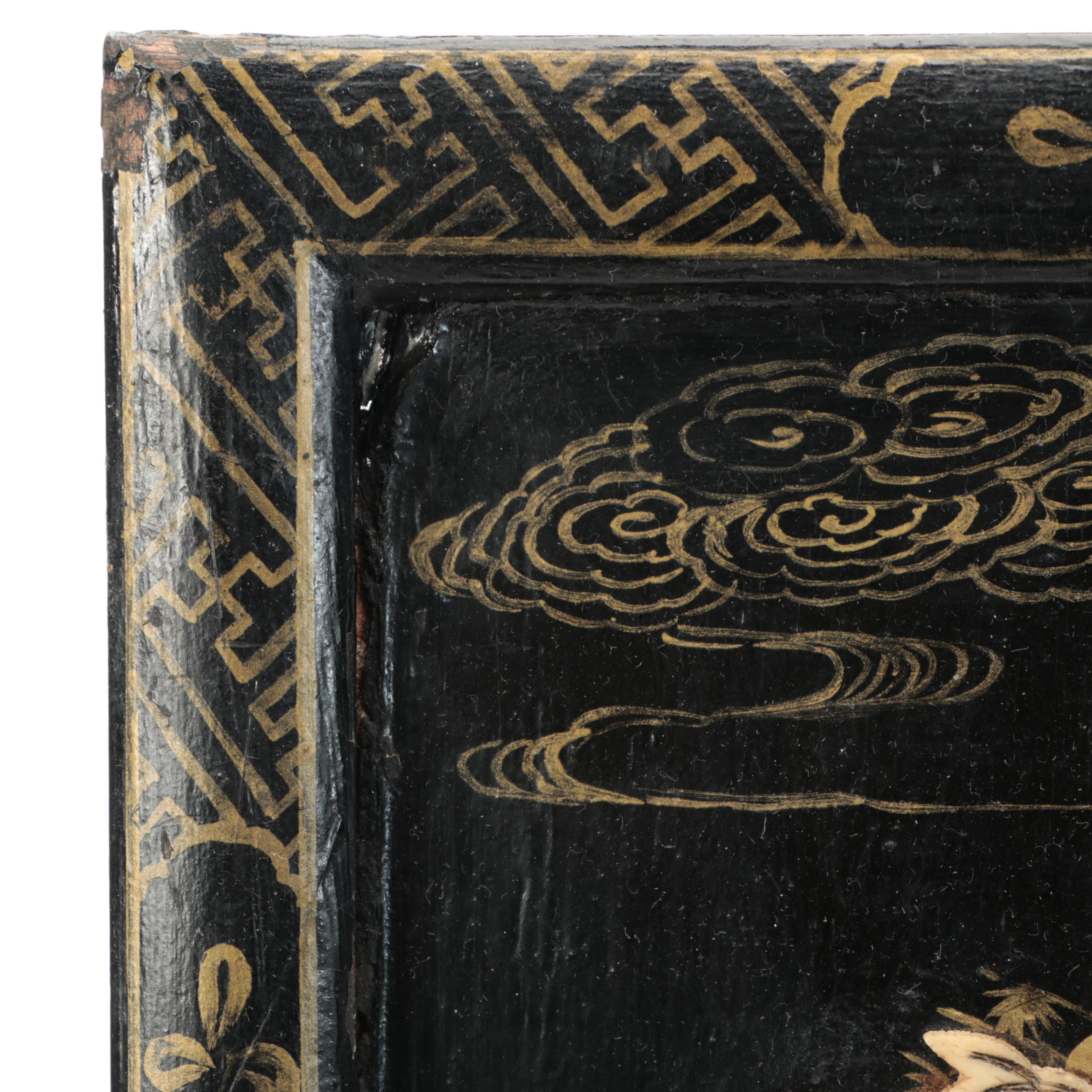 Chinese Gilt and Inlaid Figural Wood Panel, 19th Century