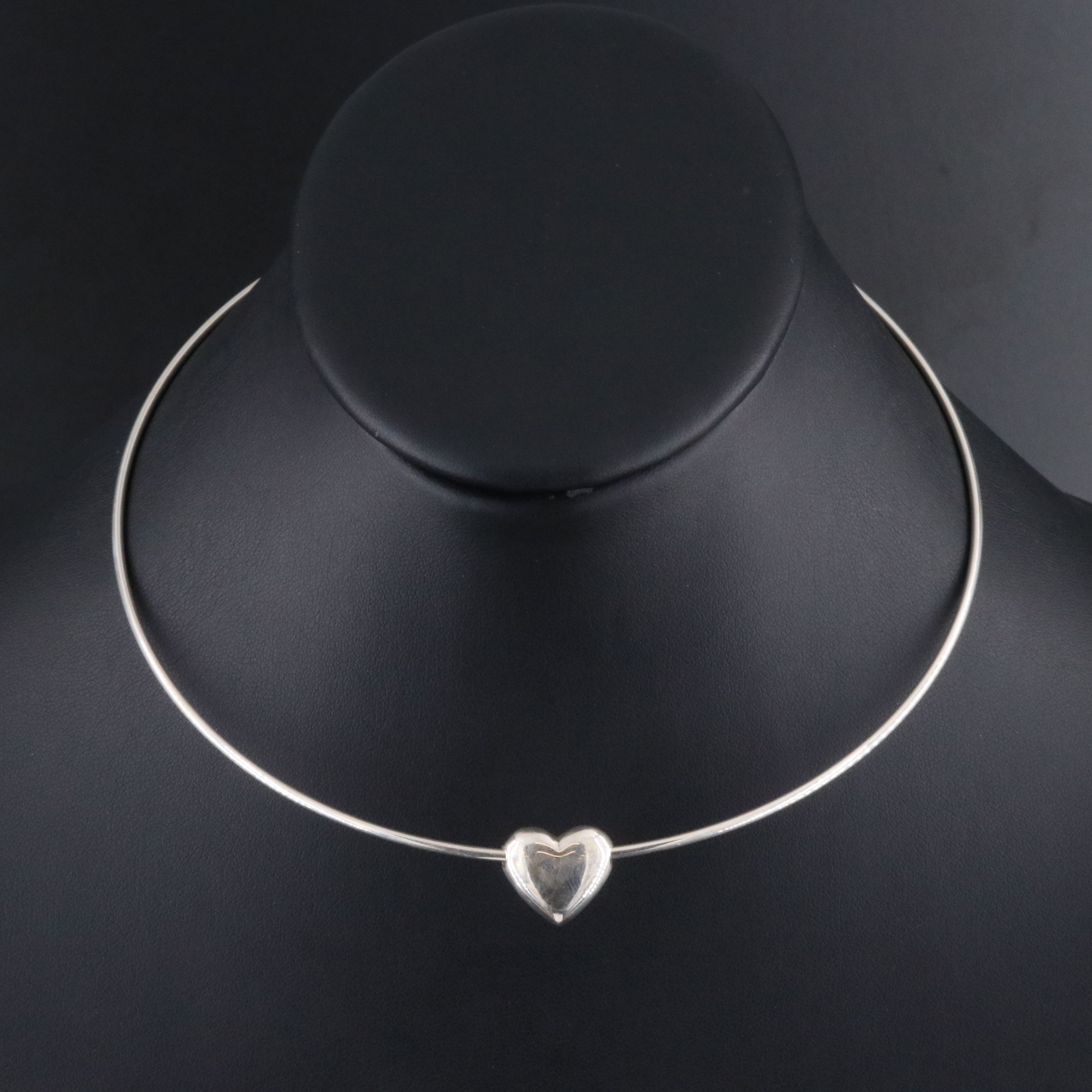 Tiffany & Co. Sterling Sliding Heart Wire Necklace