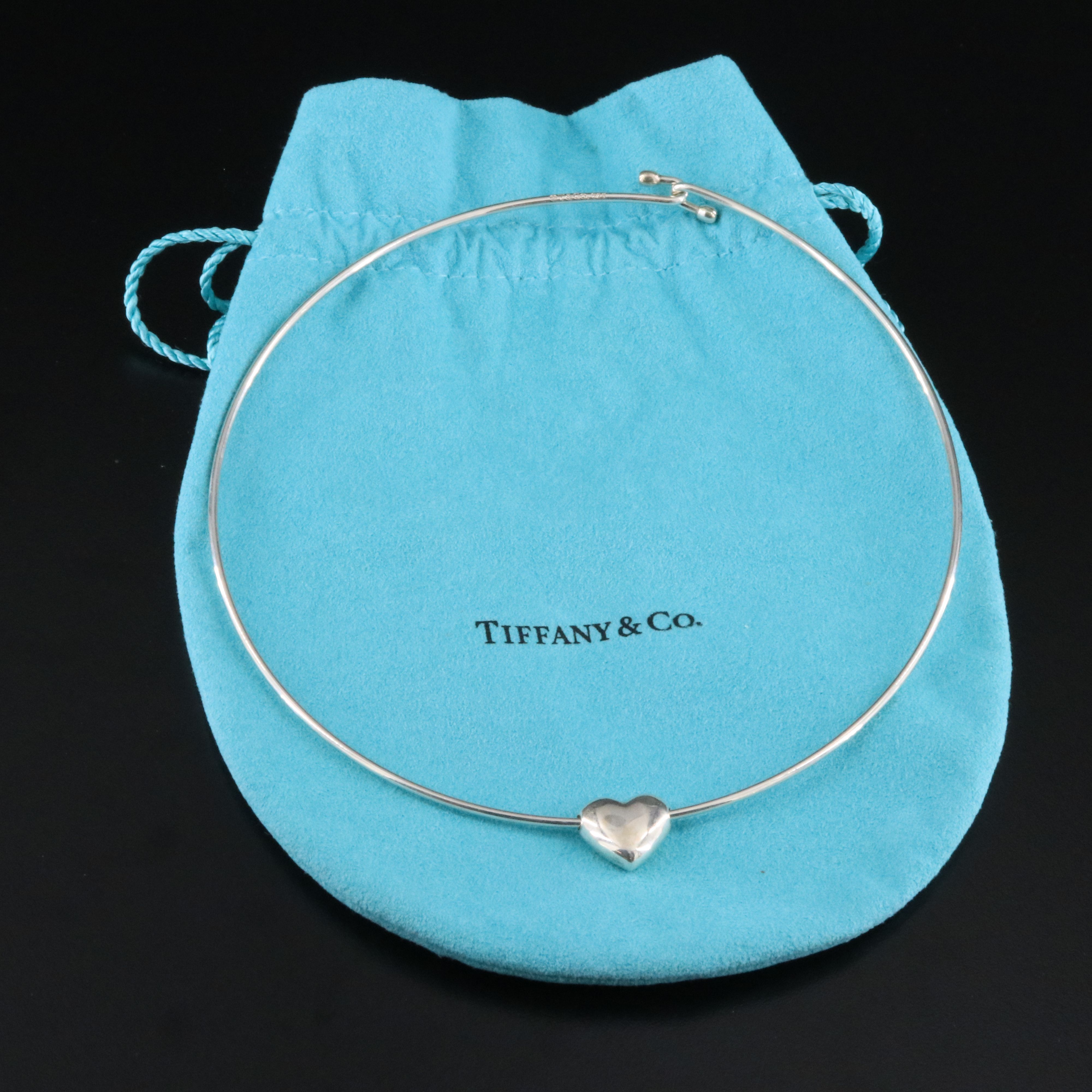 Tiffany & Co. Sterling Sliding Heart Wire Necklace
