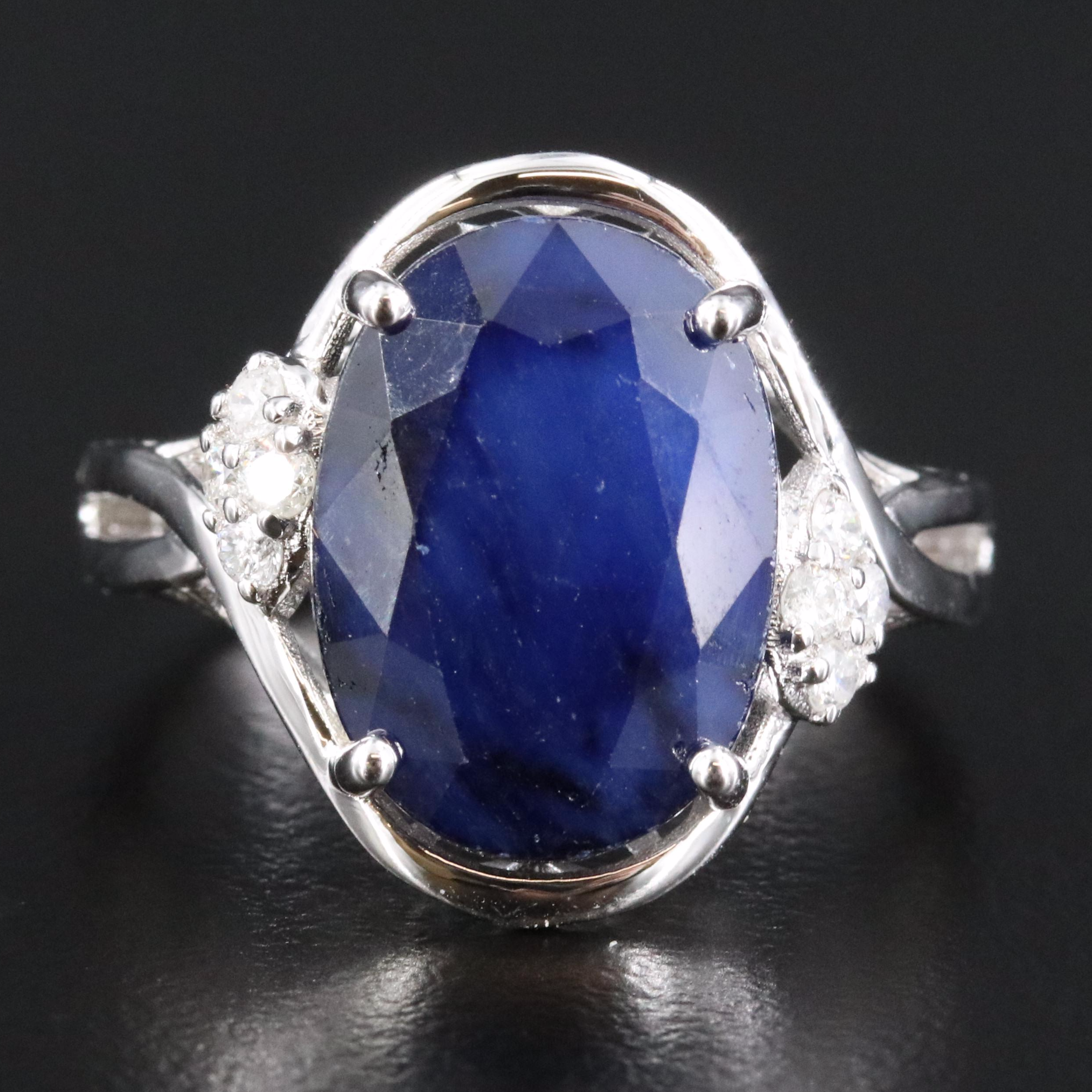 Oscar Friedman Sterling Filled Corundum and Diamond Ring