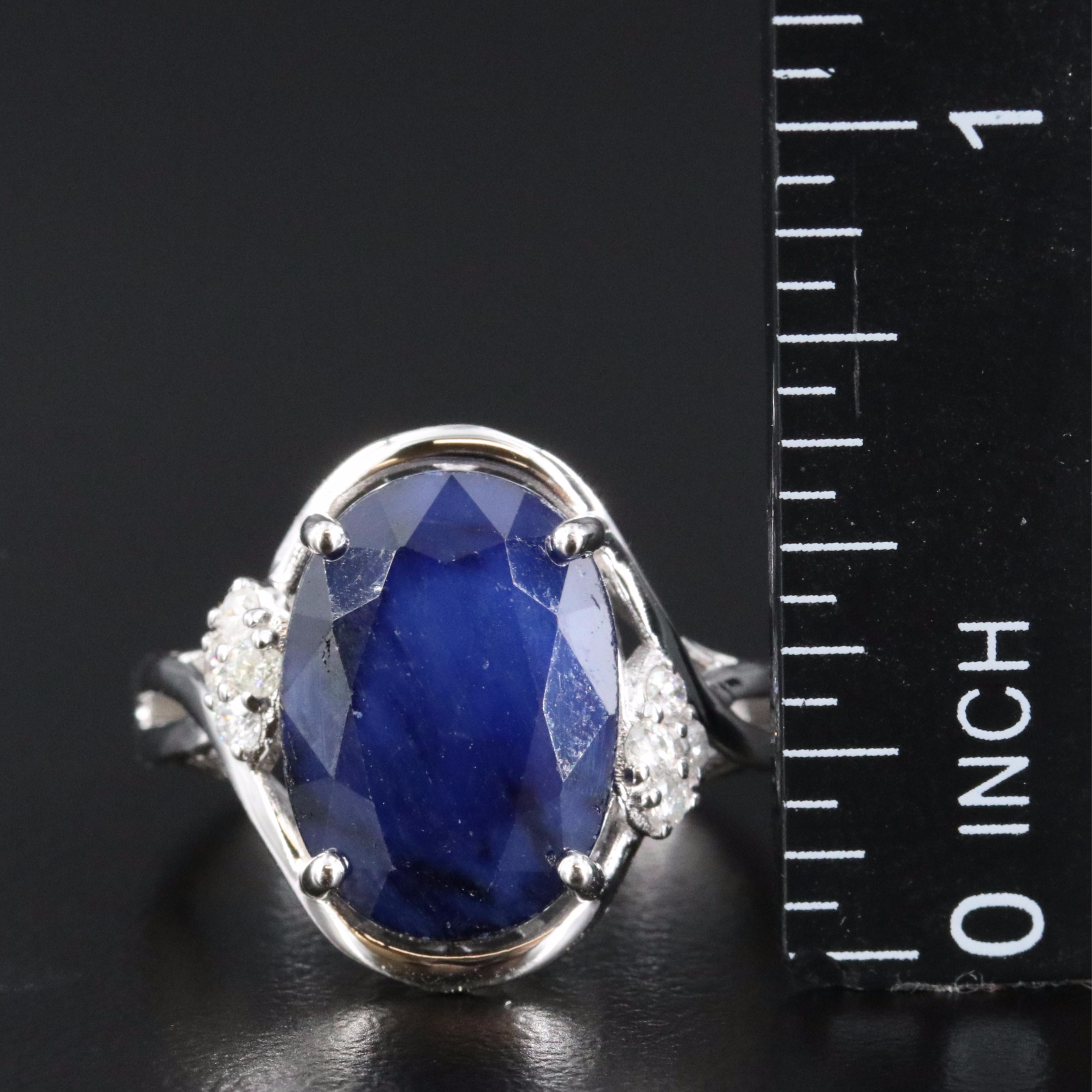 Oscar Friedman Sterling Filled Corundum and Diamond Ring