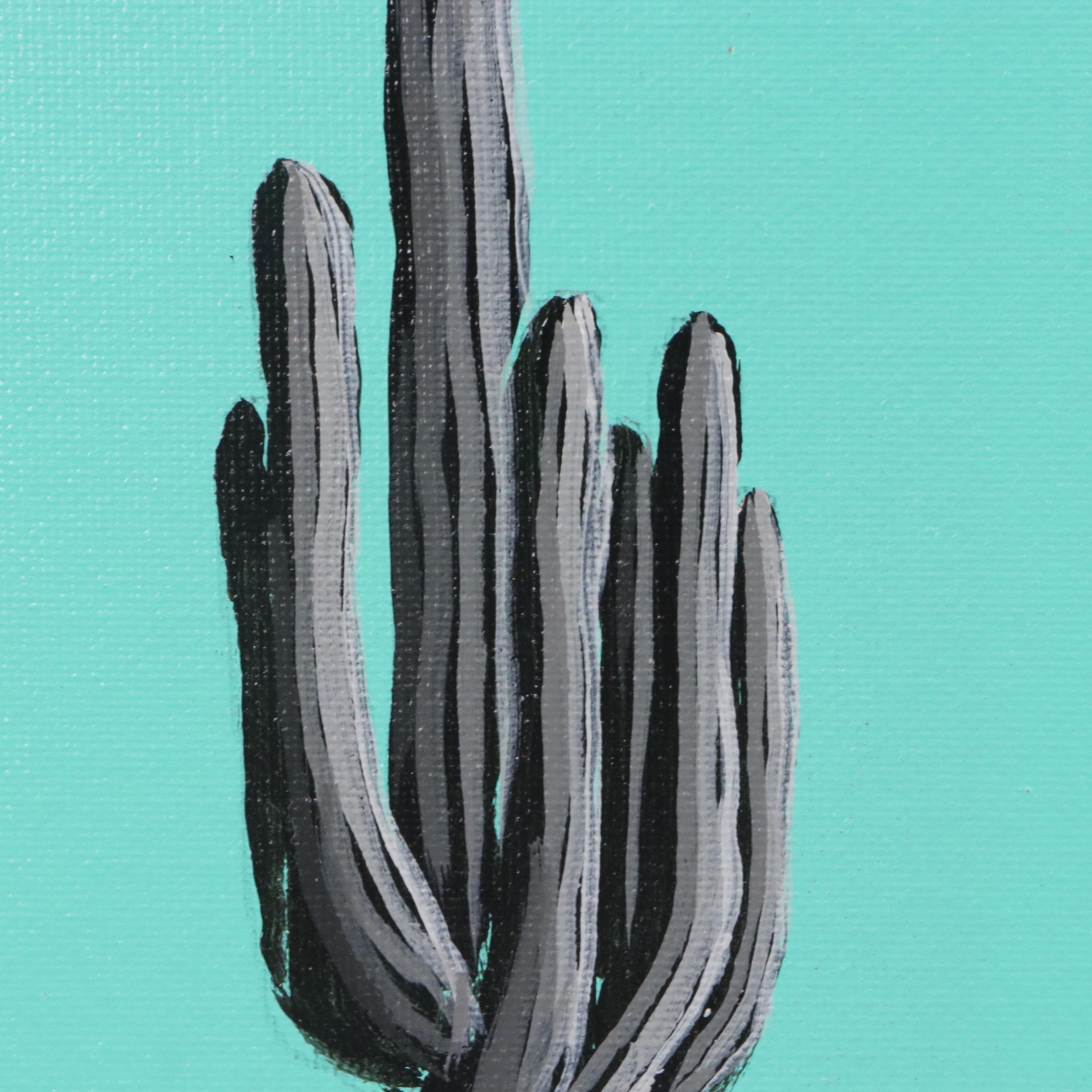 Joshua Ramsey Acrylic Painting  "4 Saguaros," 2025