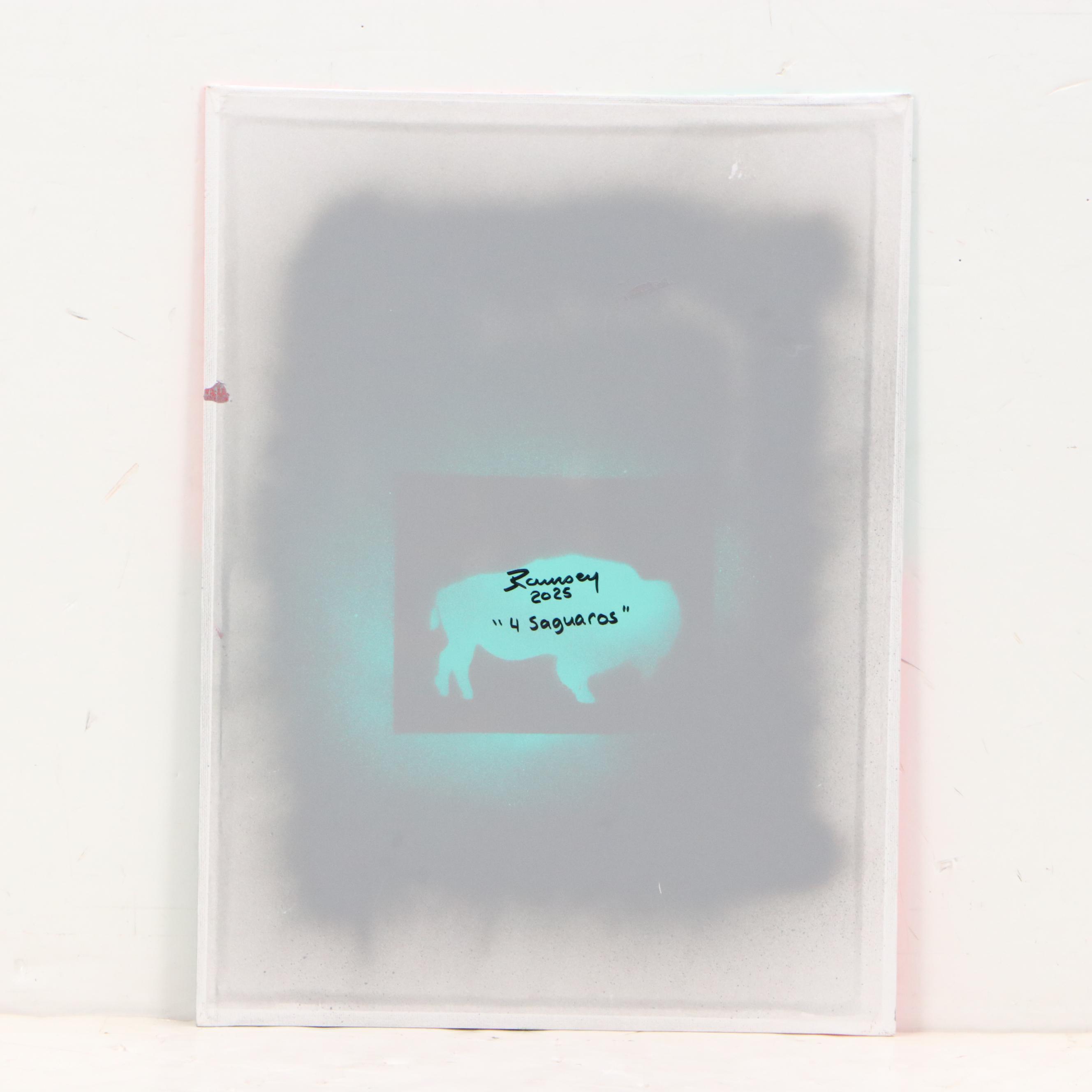 Joshua Ramsey Acrylic Painting  "4 Saguaros," 2025