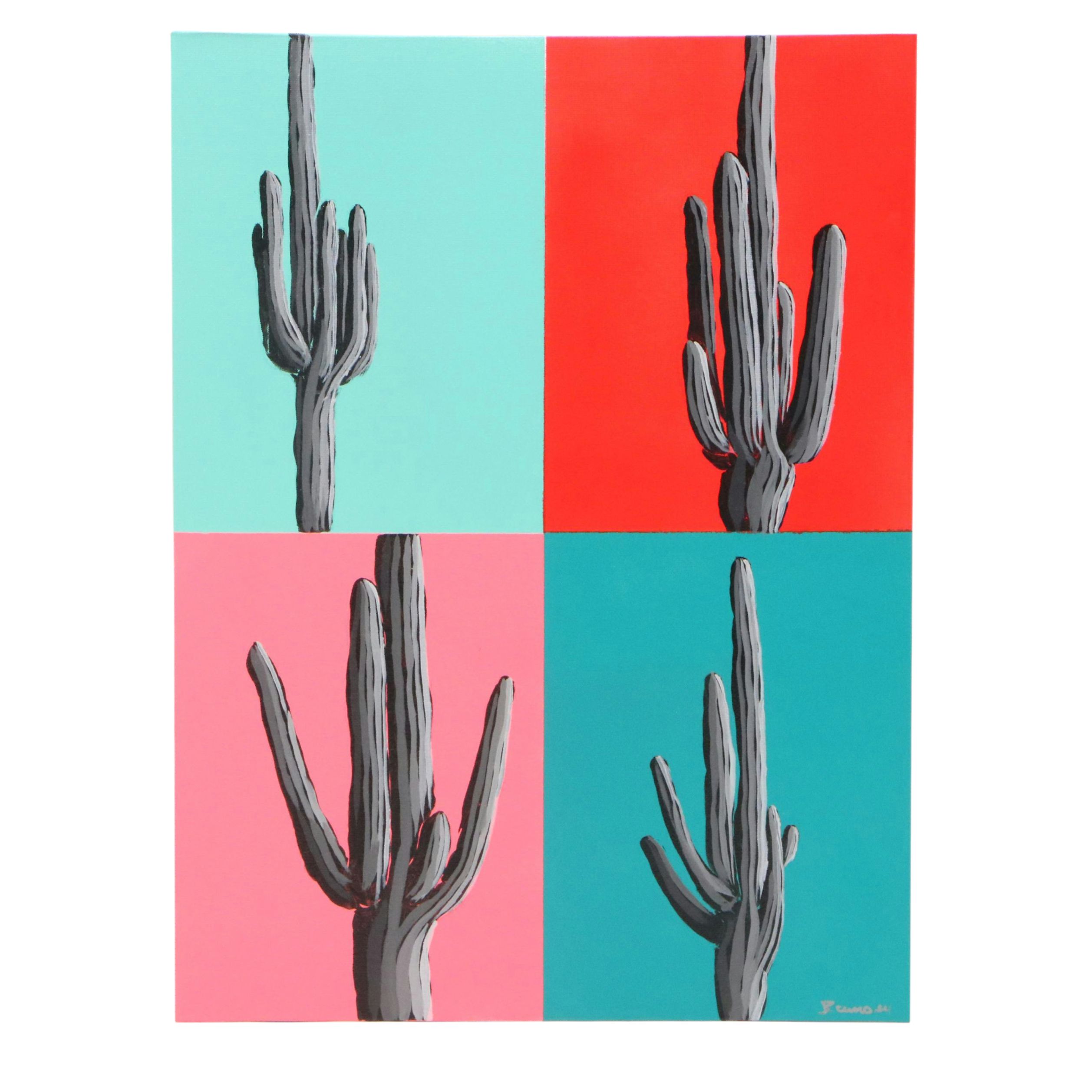 Joshua Ramsey Acrylic Painting  "4 Saguaros," 2025