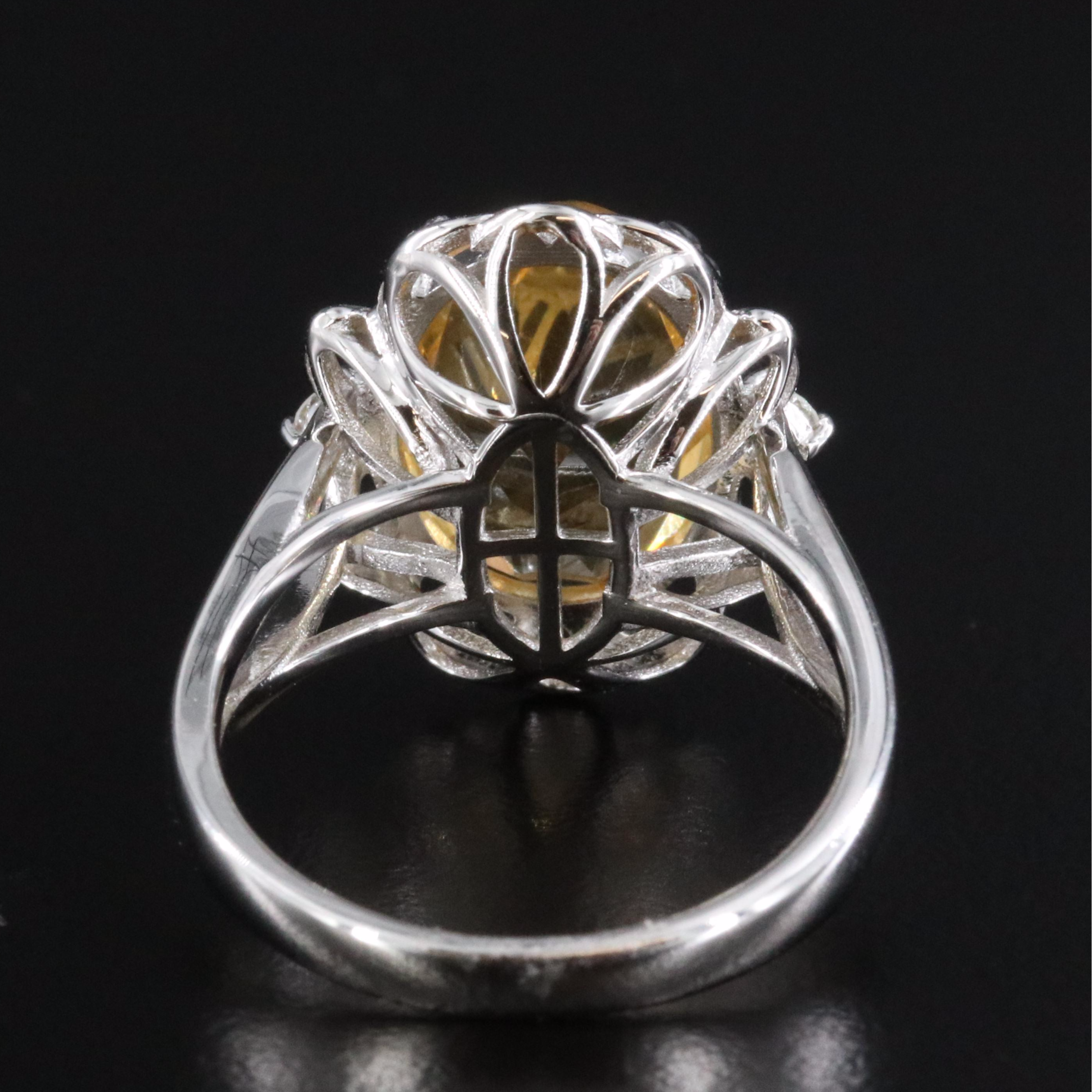 Oscar Friedman Sterling Citrine and Diamond Ring