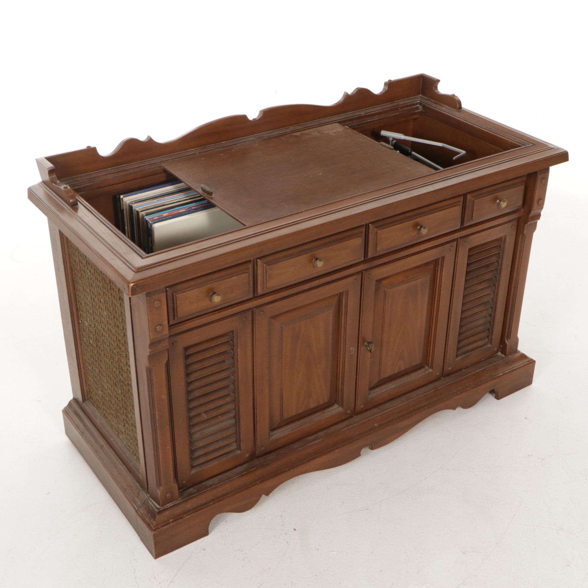 Magnavox Console Stereo System with Radio, Turntable and Records