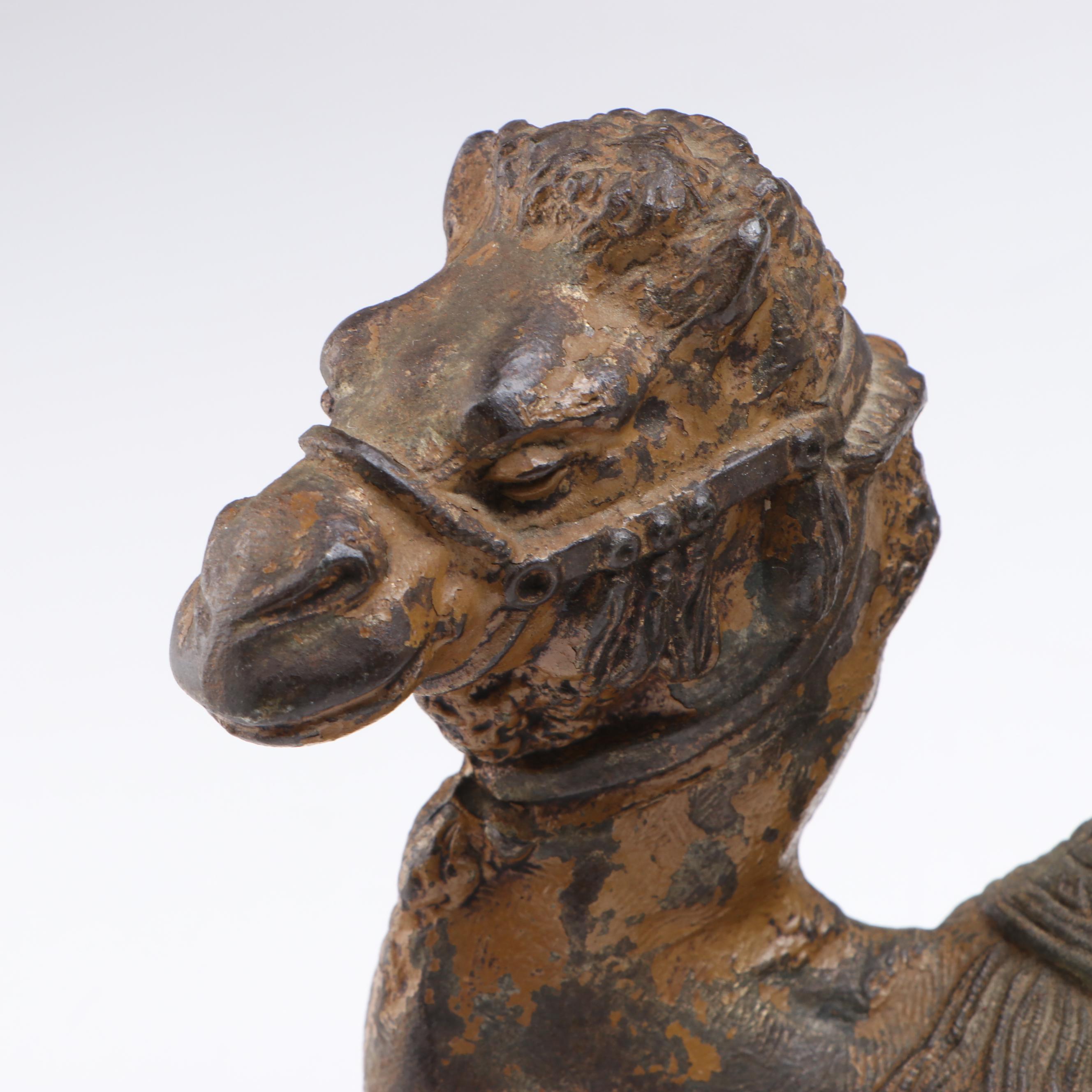 Vintage Cast Metal Camel Form Inkwells