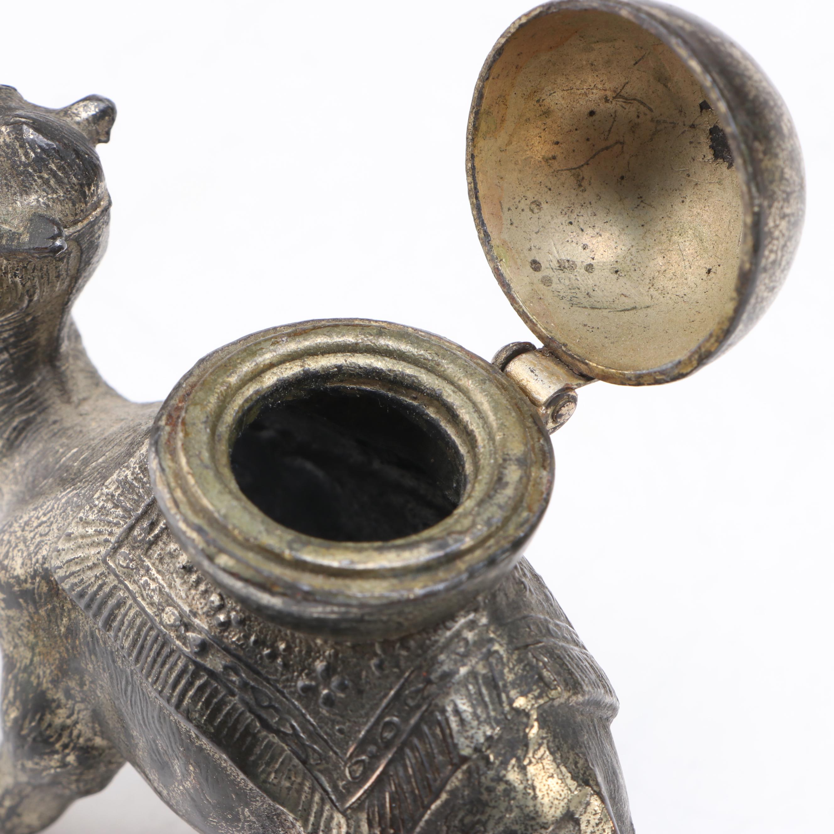 Vintage Cast Metal Camel Form Inkwells