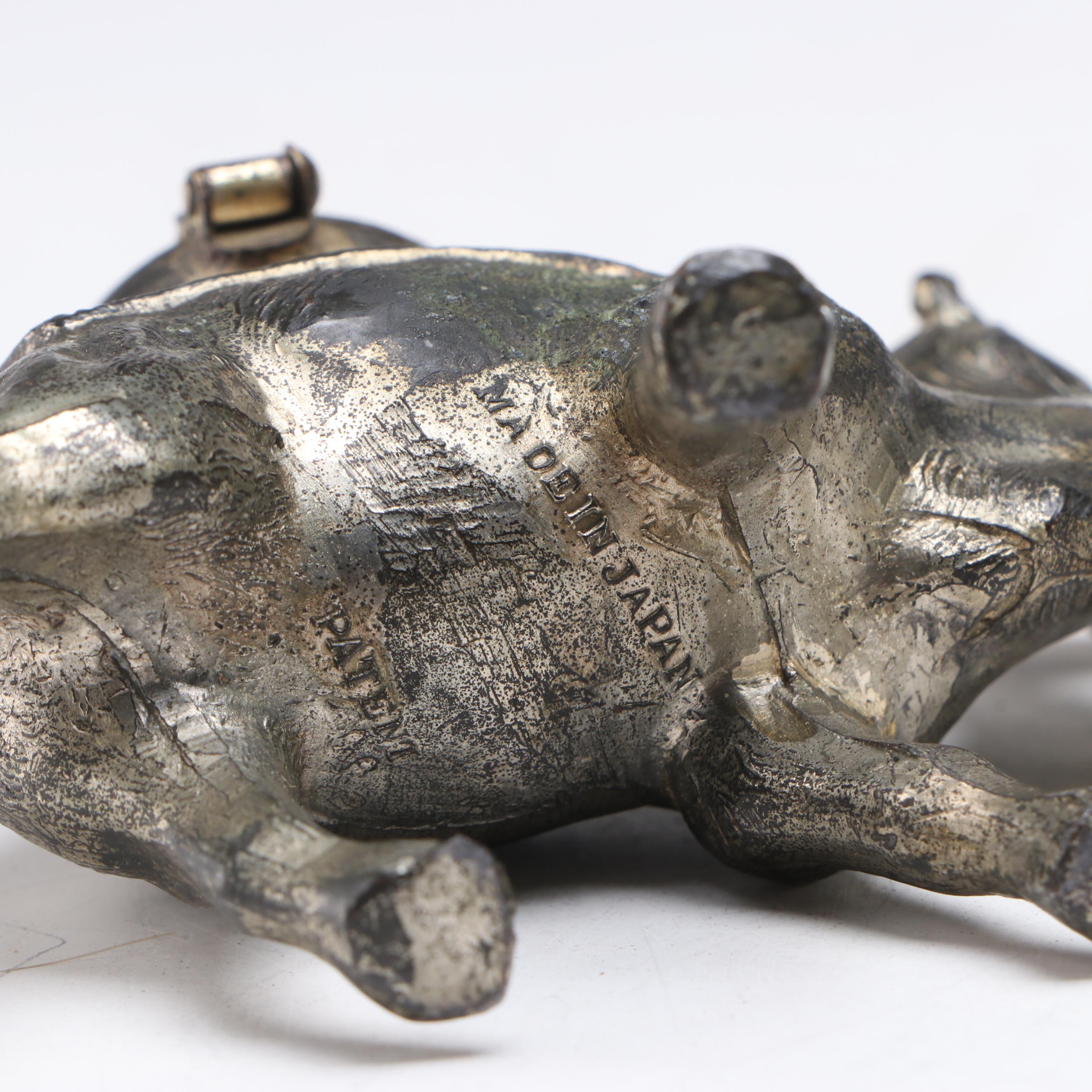 Vintage Cast Metal Camel Form Inkwells