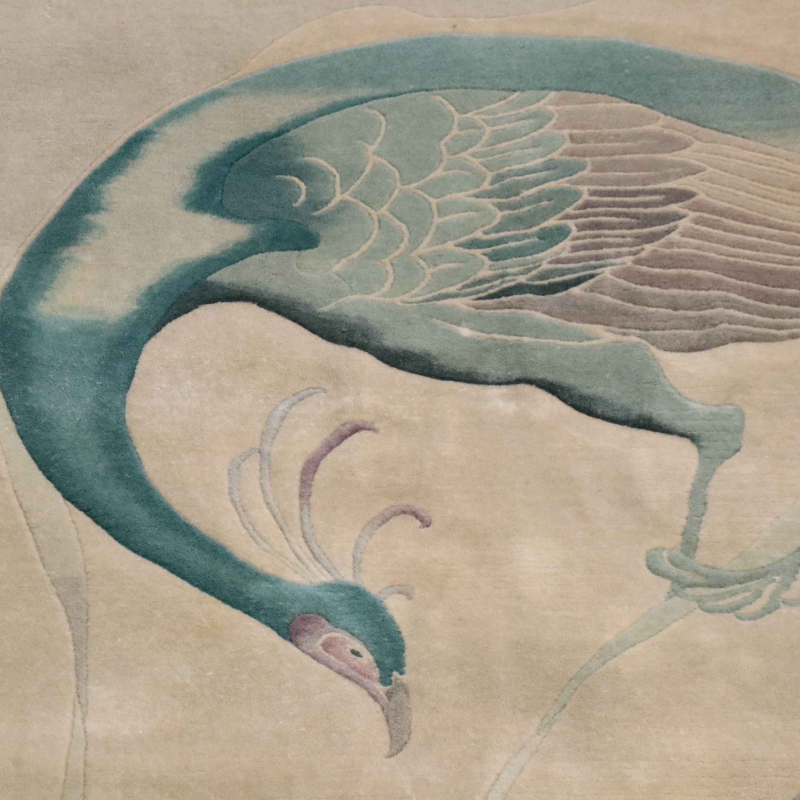 8' x 11'10 Hand-Knotted Signed Chinese Pictorial Peacock Area Rug